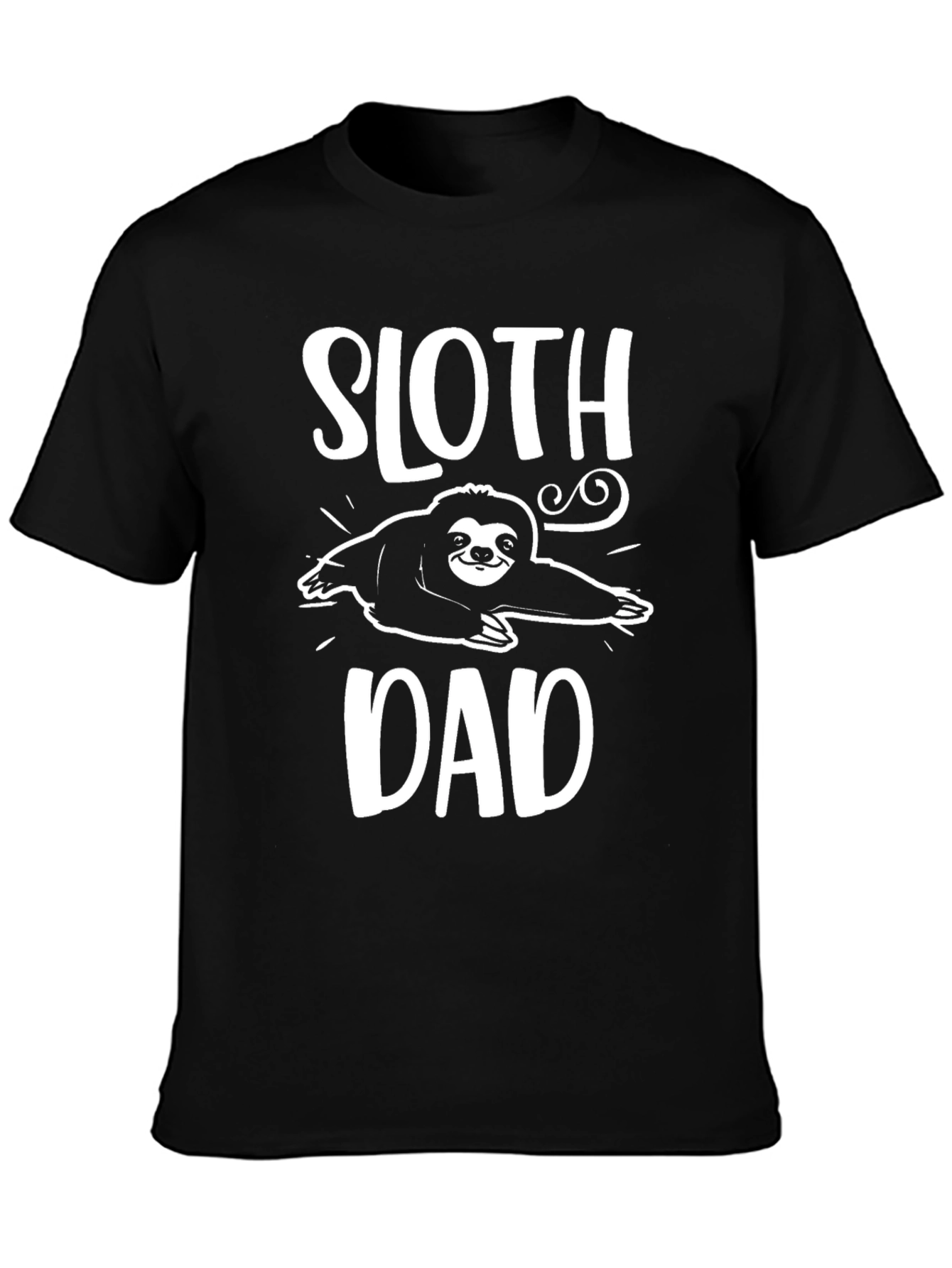 Sloth Dad Graphic Tee - Black Cotton Blend T-Shirt