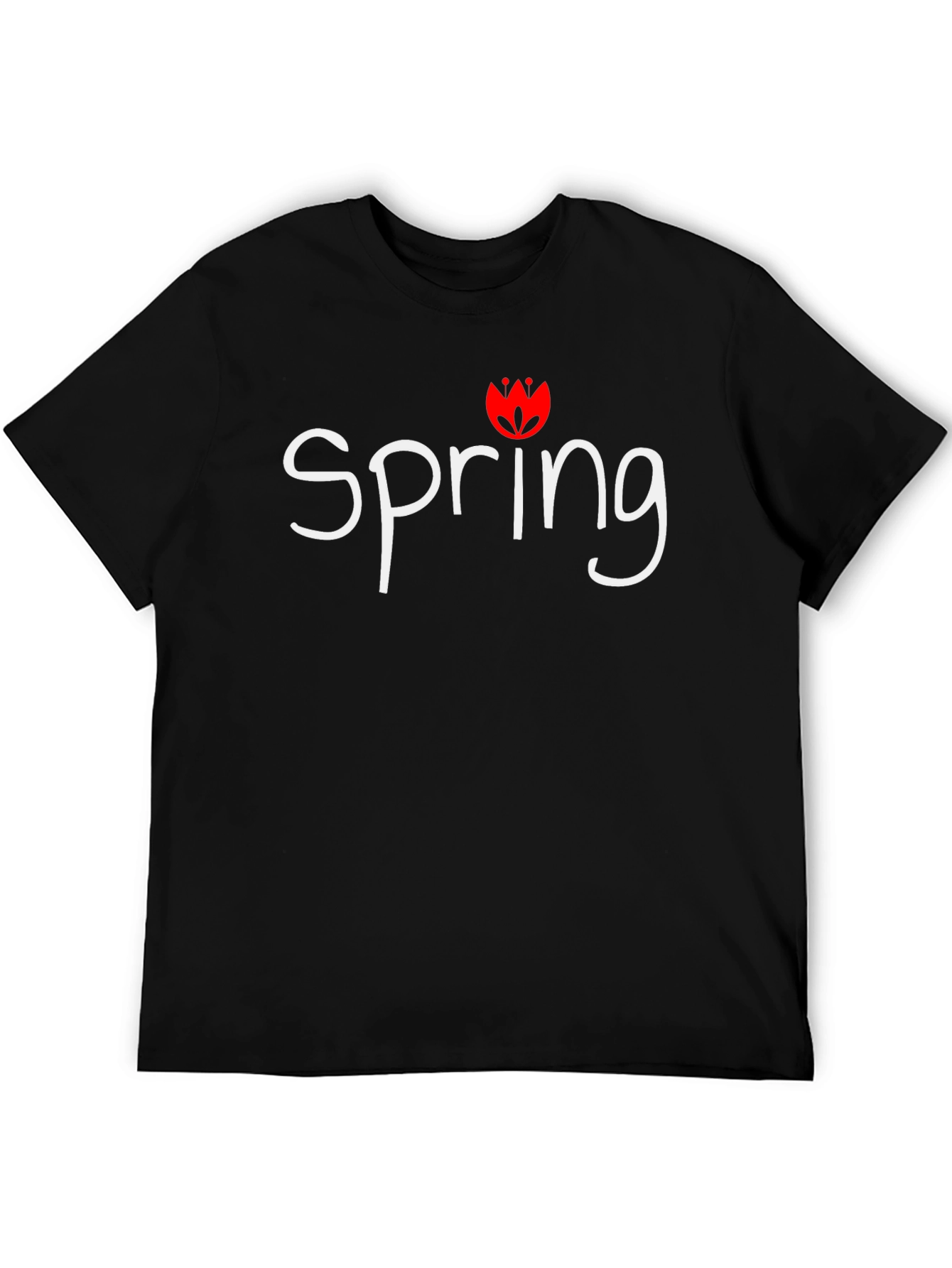 Spring Graphic Tee - Black Cotton T-Shirt