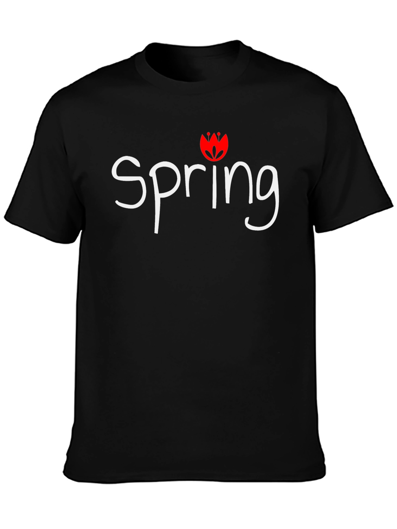 Spring Graphic Tee - Black Cotton T-Shirt
