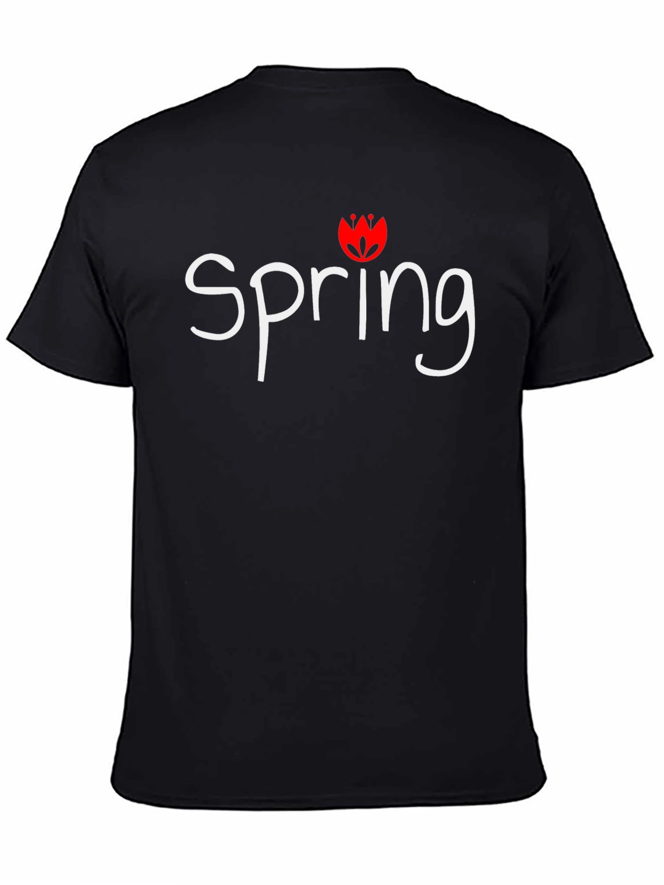 Spring Graphic Tee - Black Cotton T-Shirt
