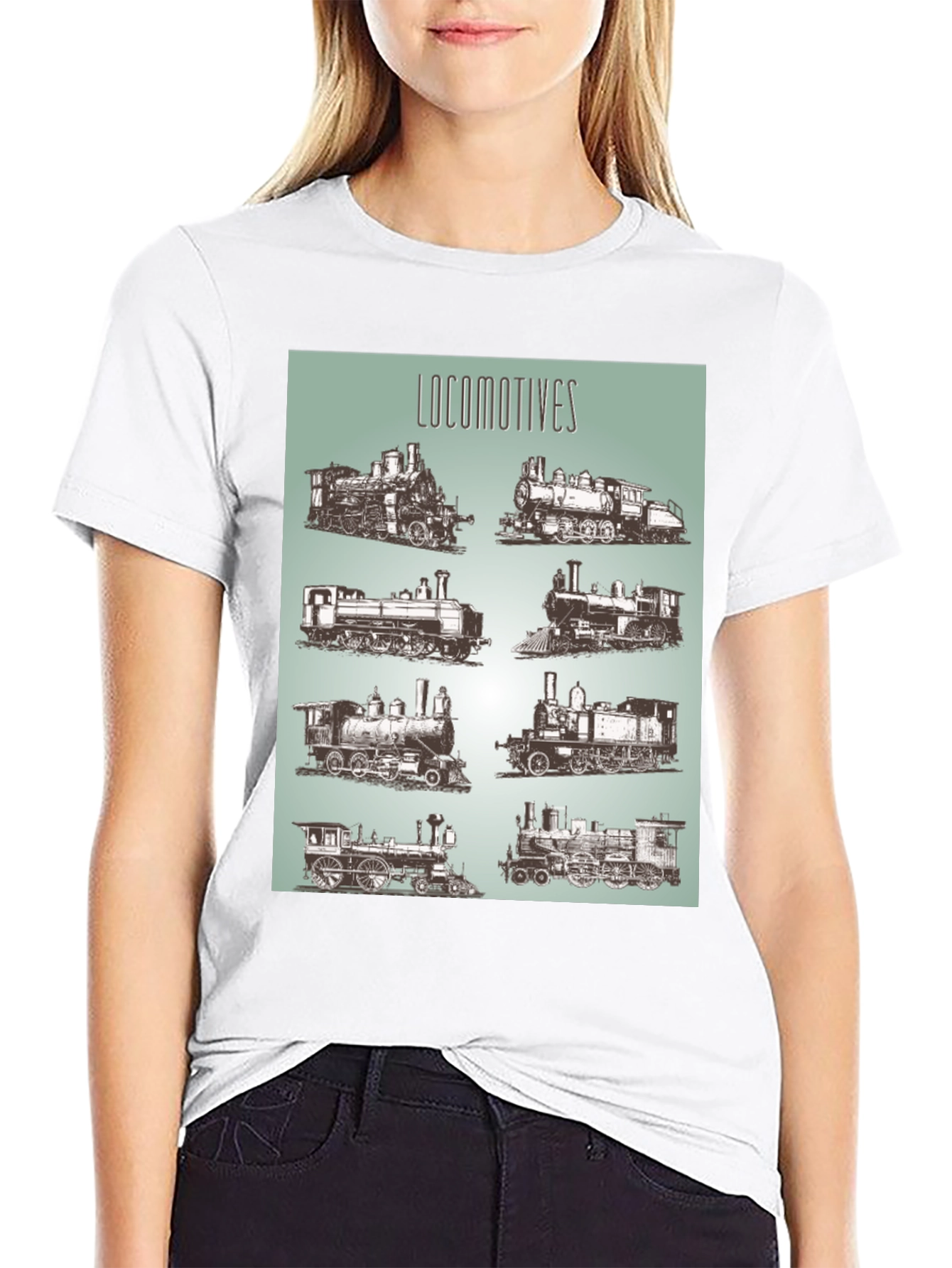 Locomotive Train Graphic Tee - Black Cotton T-Shirt