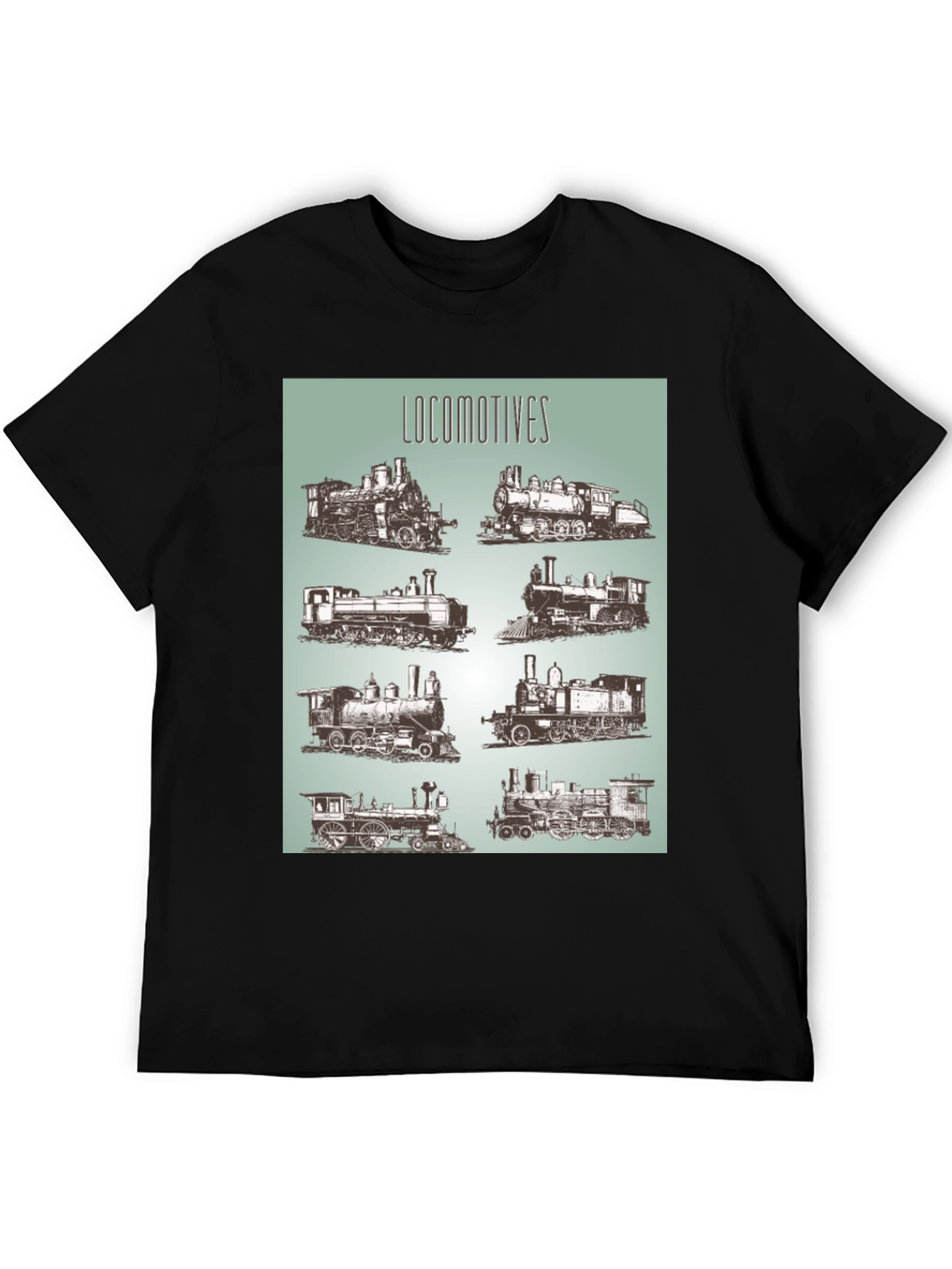 Locomotive Train Graphic Tee - Black Cotton T-Shirt