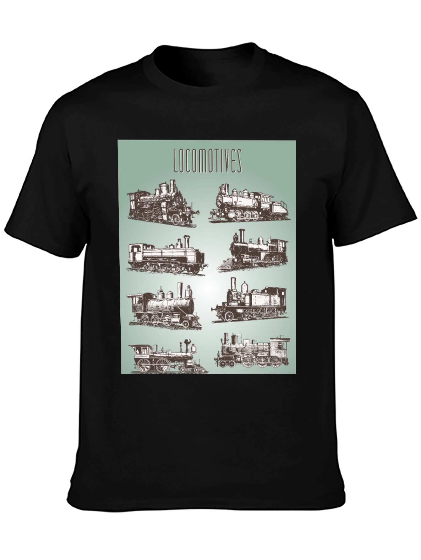 Locomotive Train Graphic Tee - Black Cotton T-Shirt