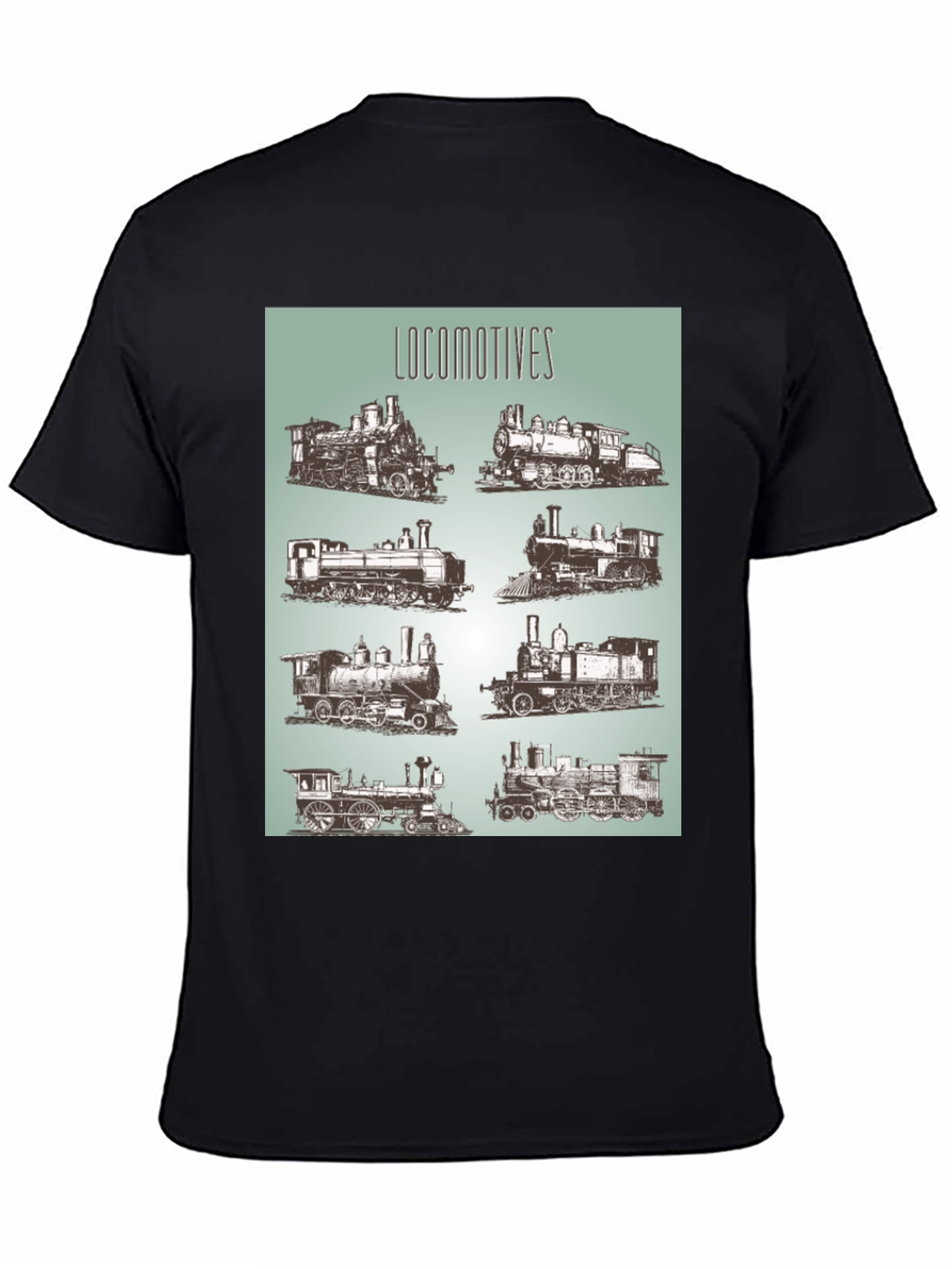 Locomotive Train Graphic Tee - Black Cotton T-Shirt