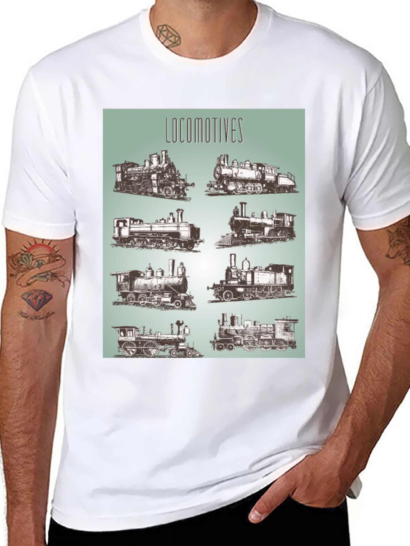 Locomotive Train Graphic Tee - Black Cotton T-Shirt