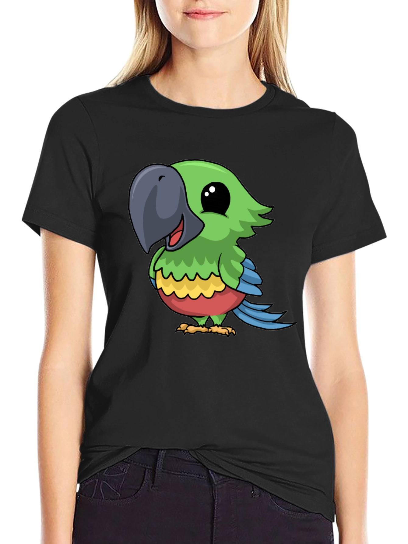 Parrot Graphic Tee - Cute Cartoon Bird T-Shirt