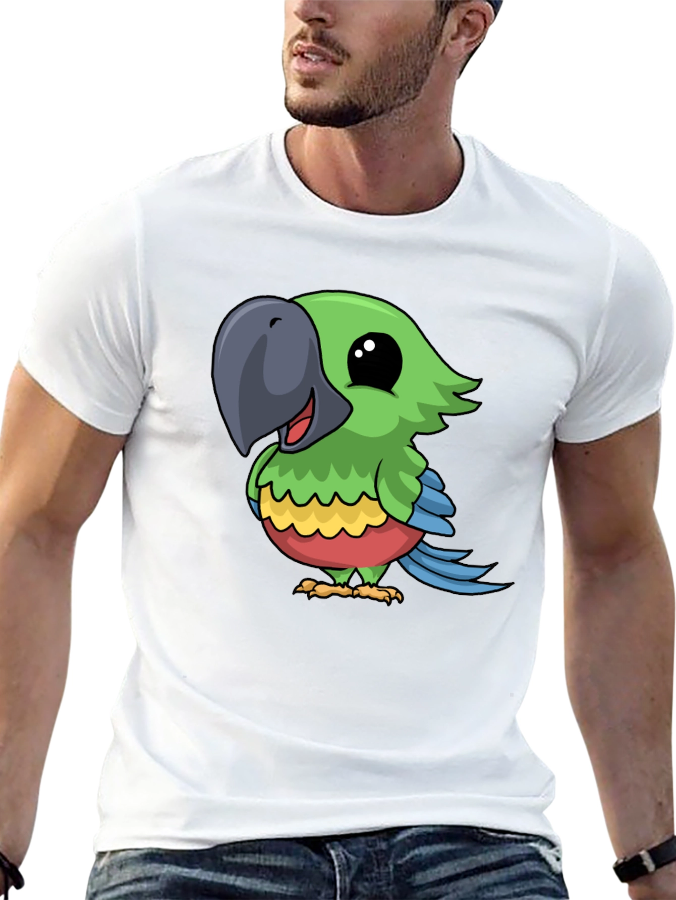 Parrot Graphic Tee - Cute Cartoon Bird T-Shirt