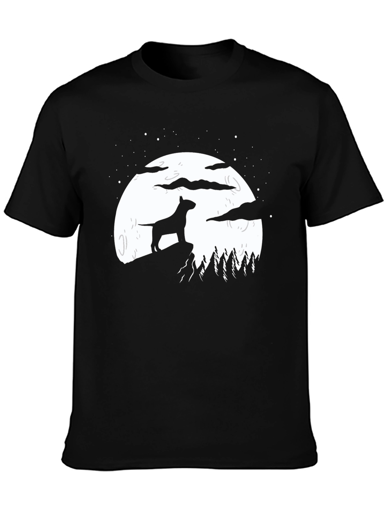 Dog Silhouette Moon Graphic T-Shirt
