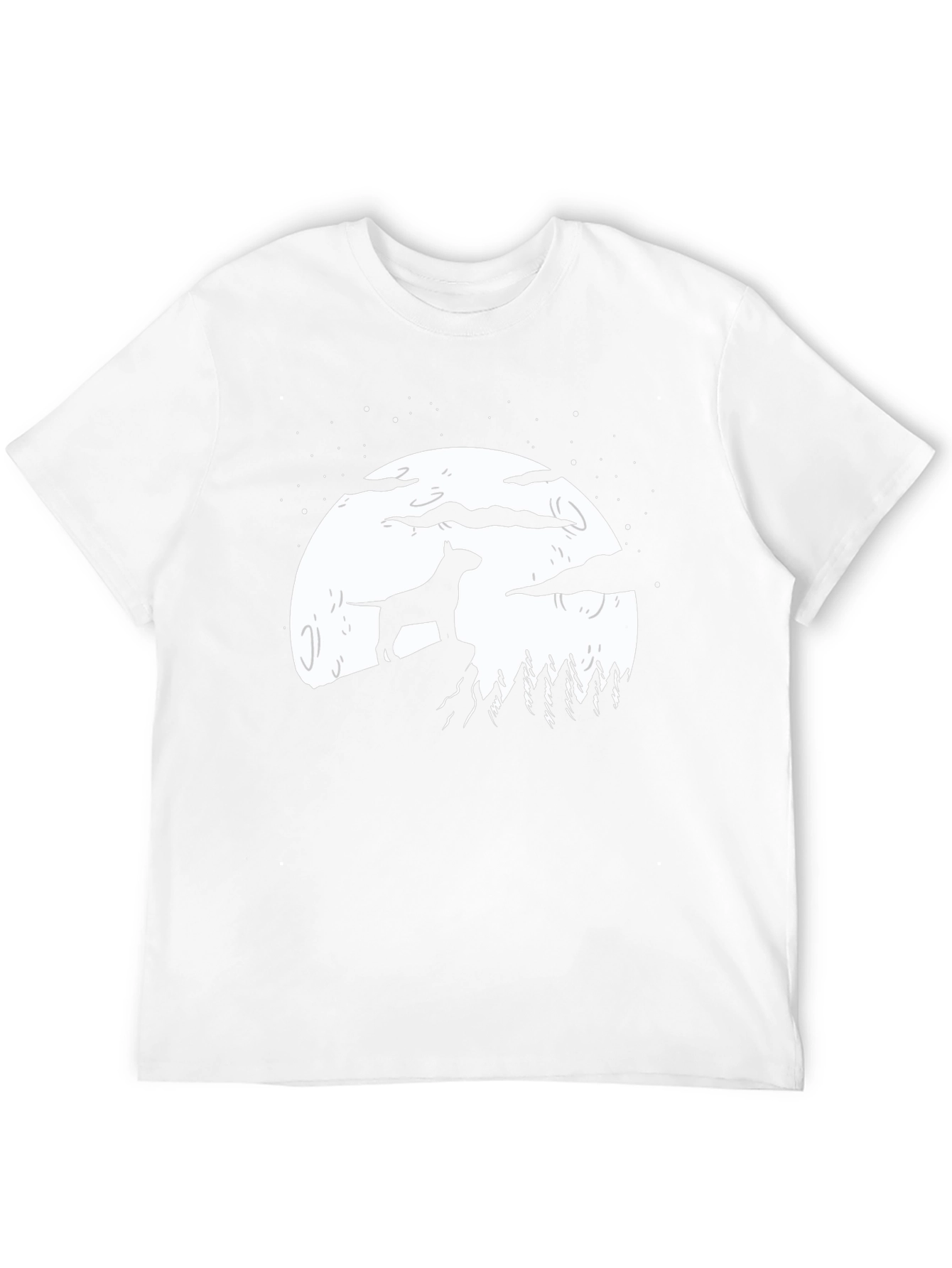 Dog Silhouette Moon Graphic T-Shirt