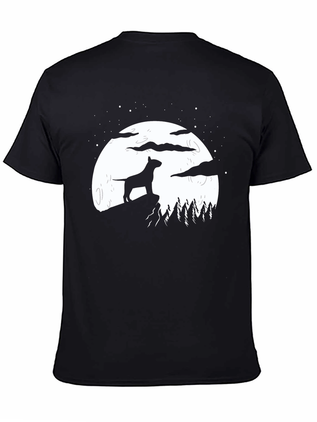 Dog Silhouette Moon Graphic T-Shirt