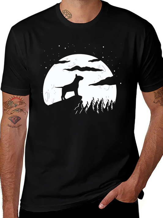 Dog Silhouette Moon Graphic T-Shirt