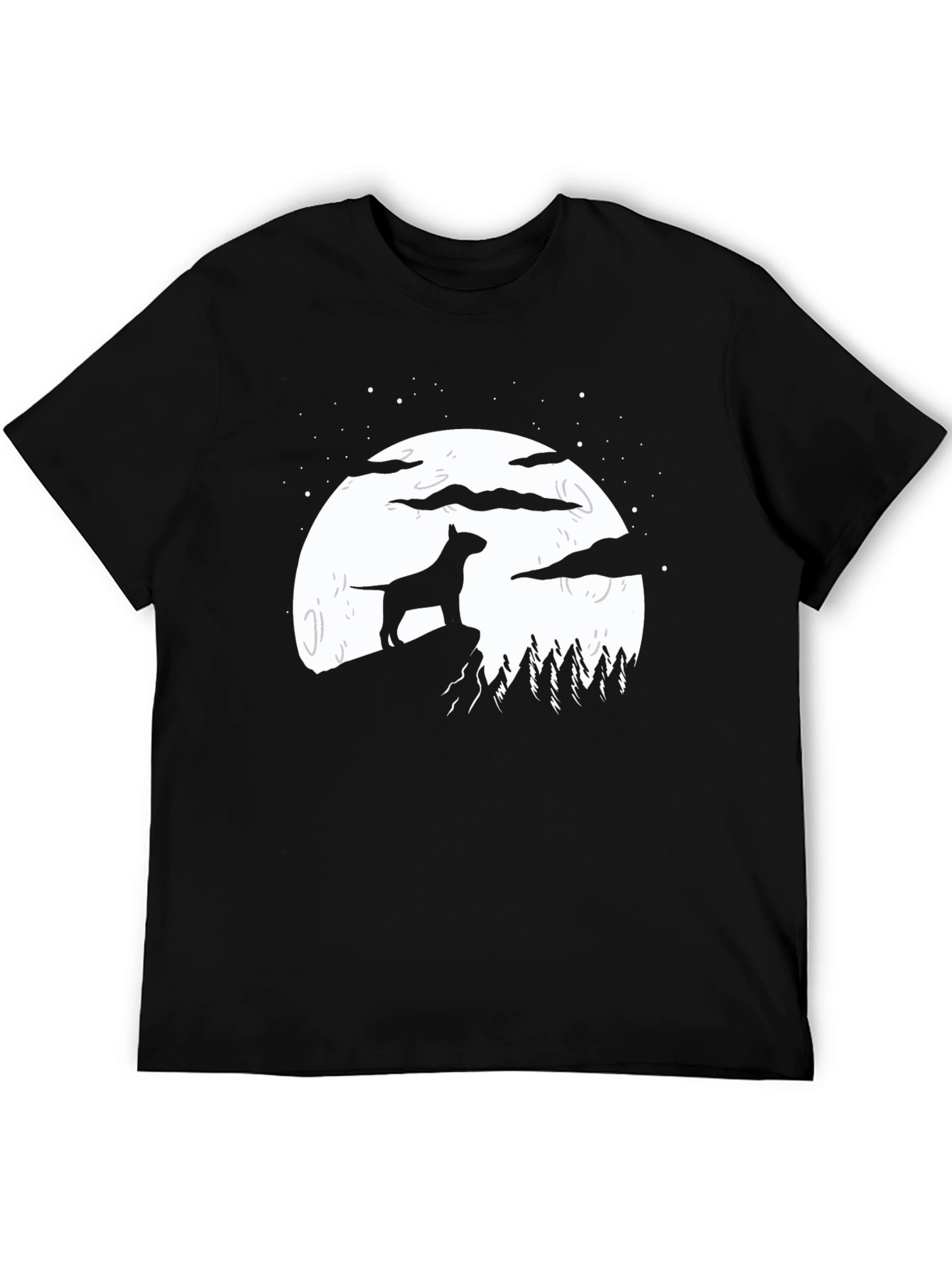 Dog Silhouette Moon Graphic T-Shirt