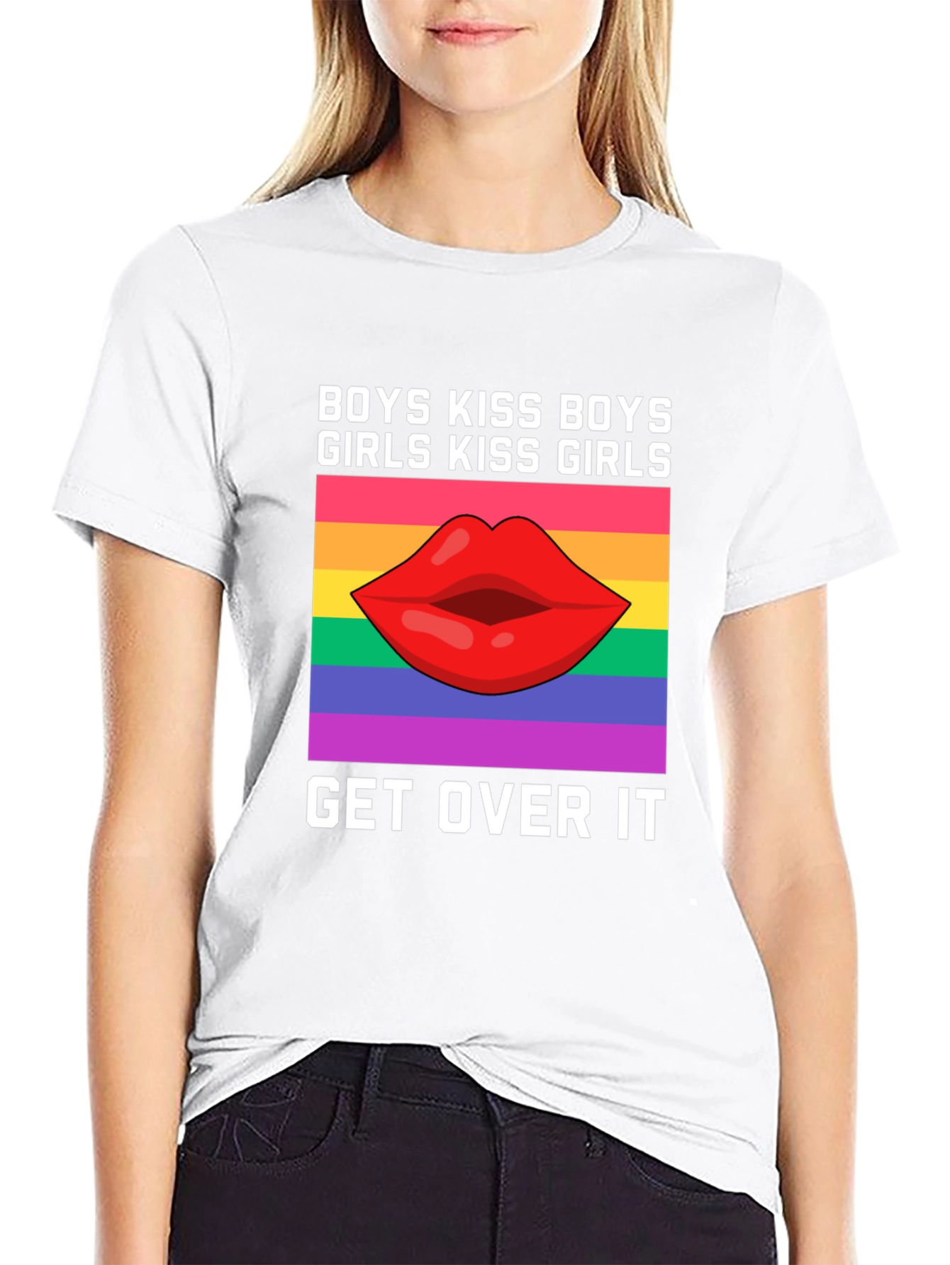LGBTQ+ Pride T-Shirt: Boys Kiss Boys Girls Kiss Girls