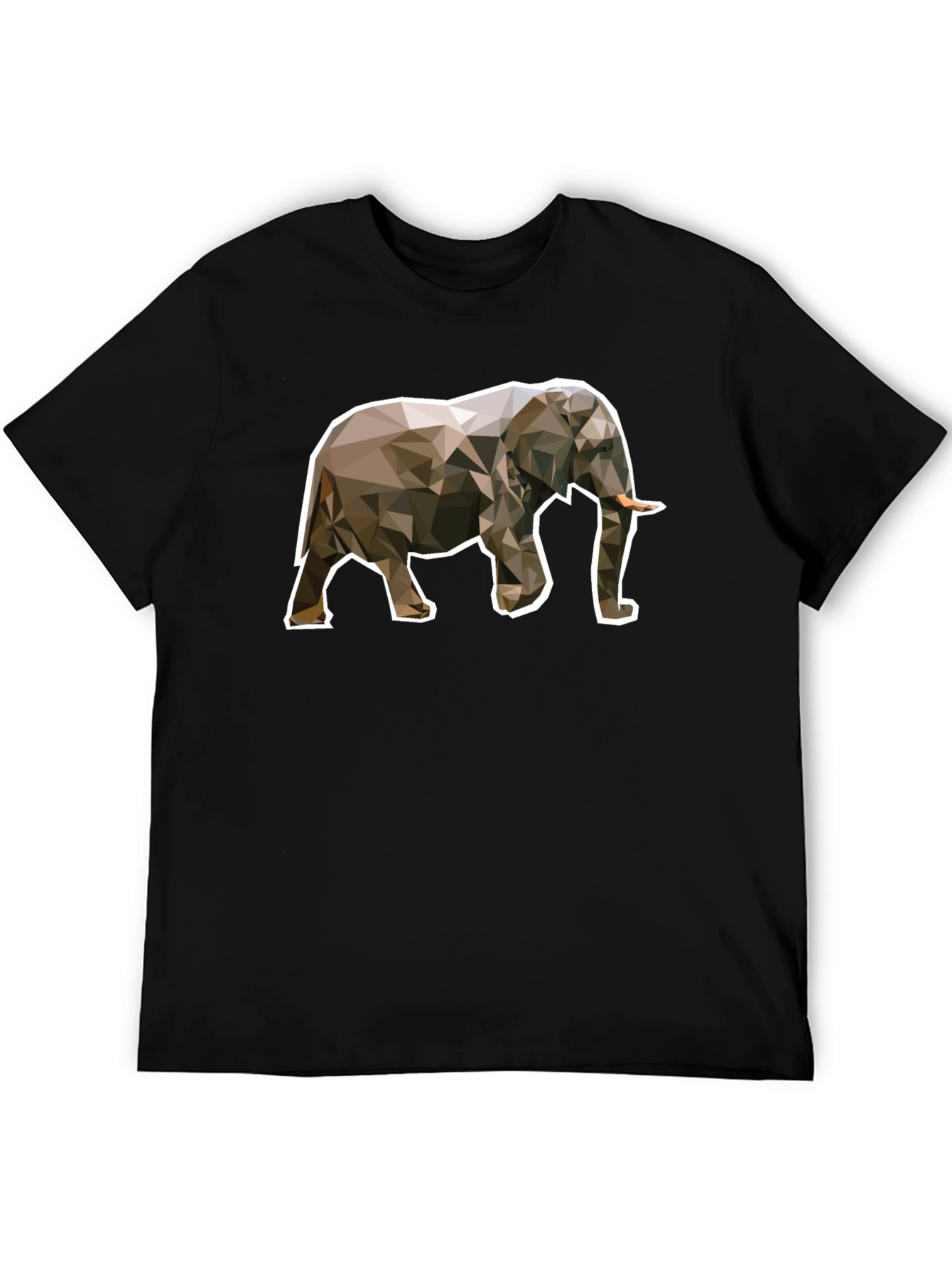 Geometric Elephant Graphic Tee - Unique Black T-Shirt