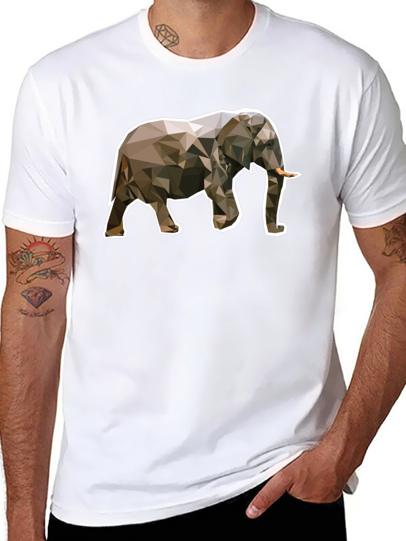 Geometric Elephant Graphic Tee - Unique Black T-Shirt