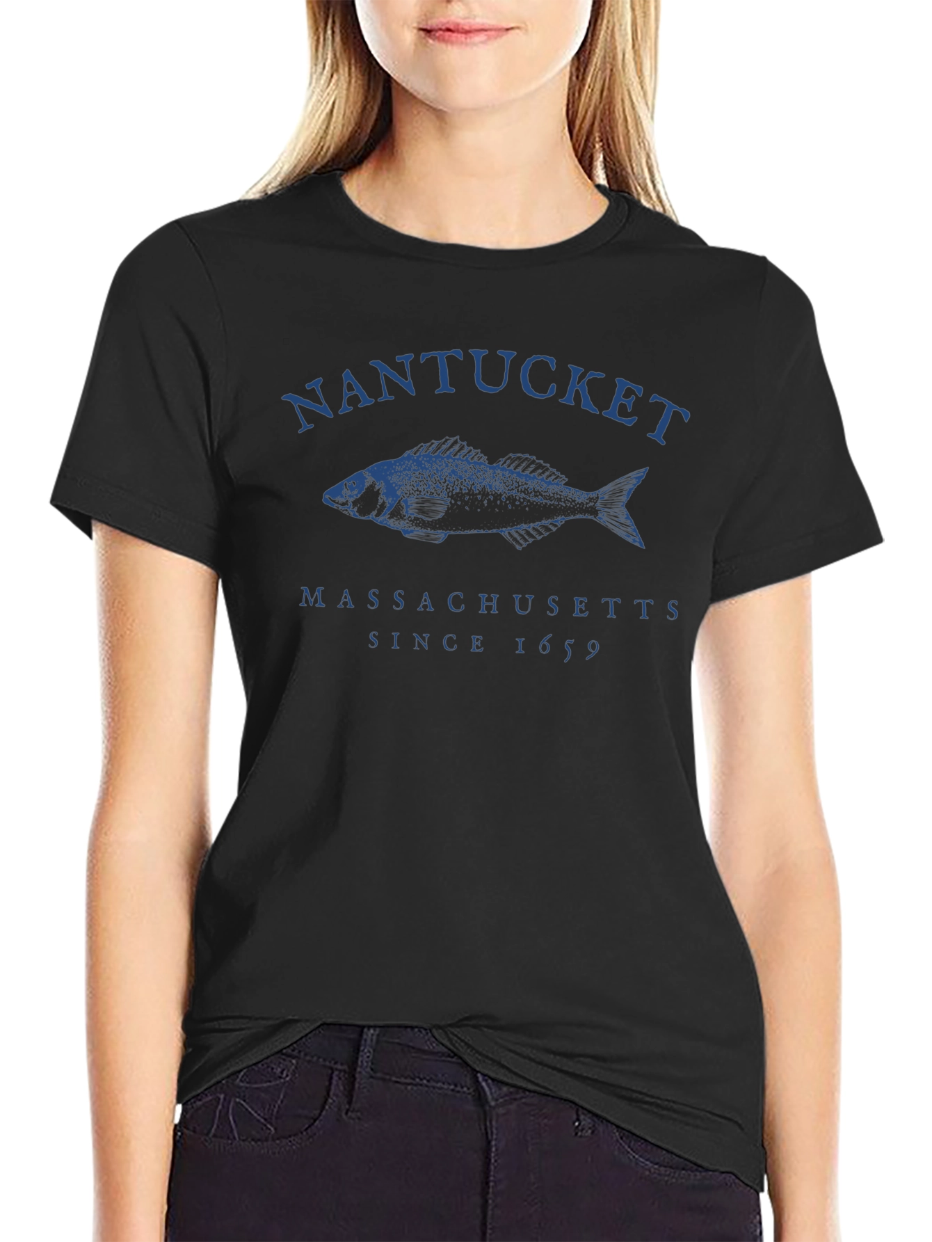 Nantucket Massachusetts Fish Graphic T-Shirt