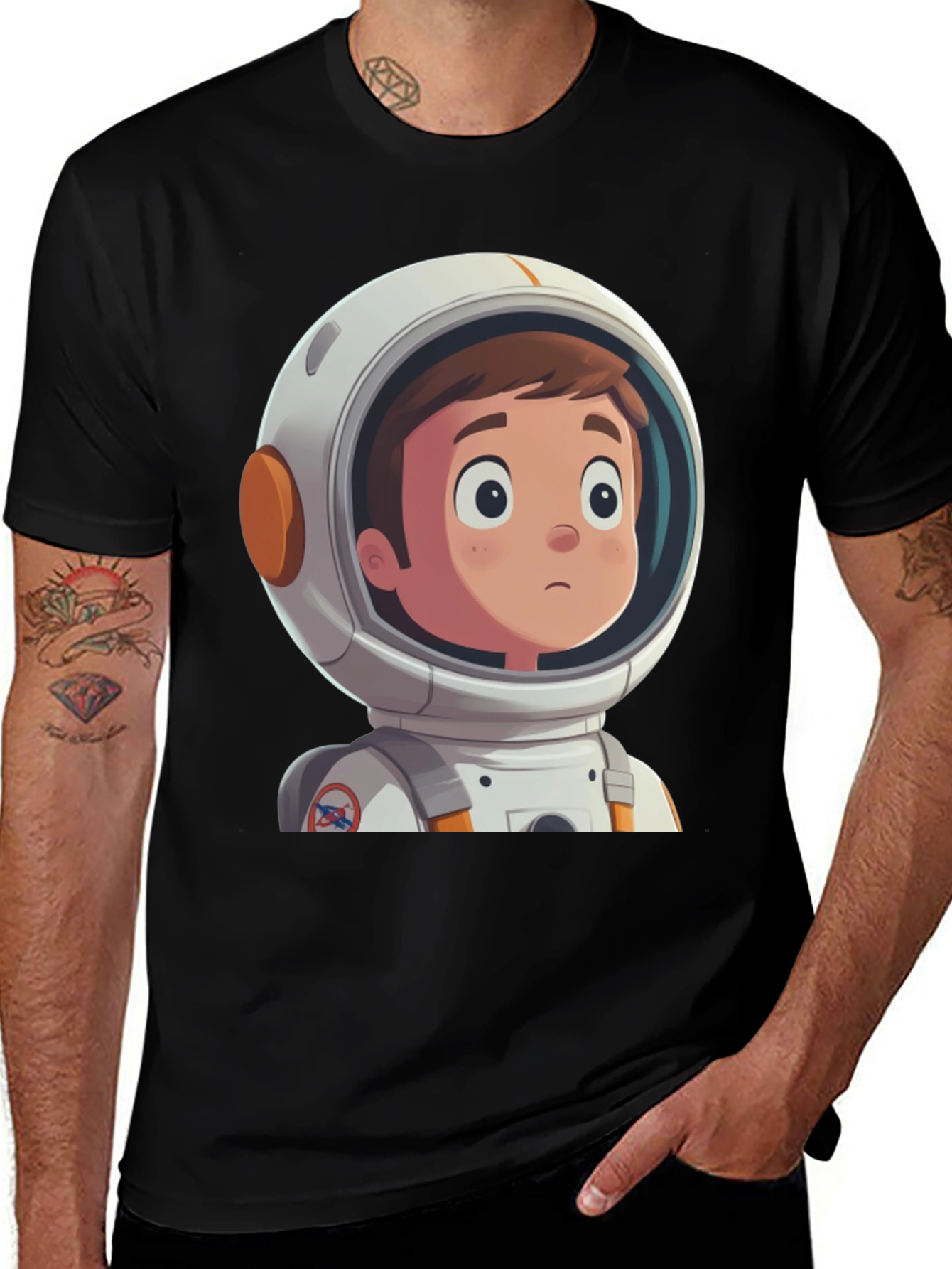 Astronaut Cartoon Graphic T-Shirt