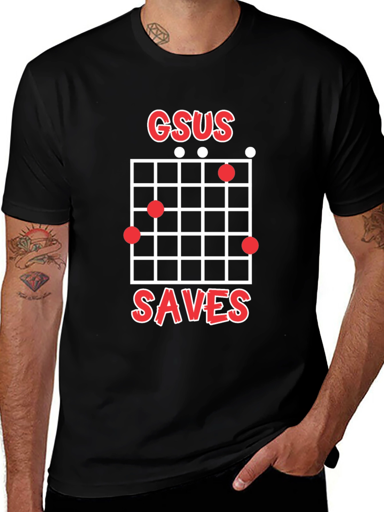 GSUS Saves Guitar Chord Graphic Tee
