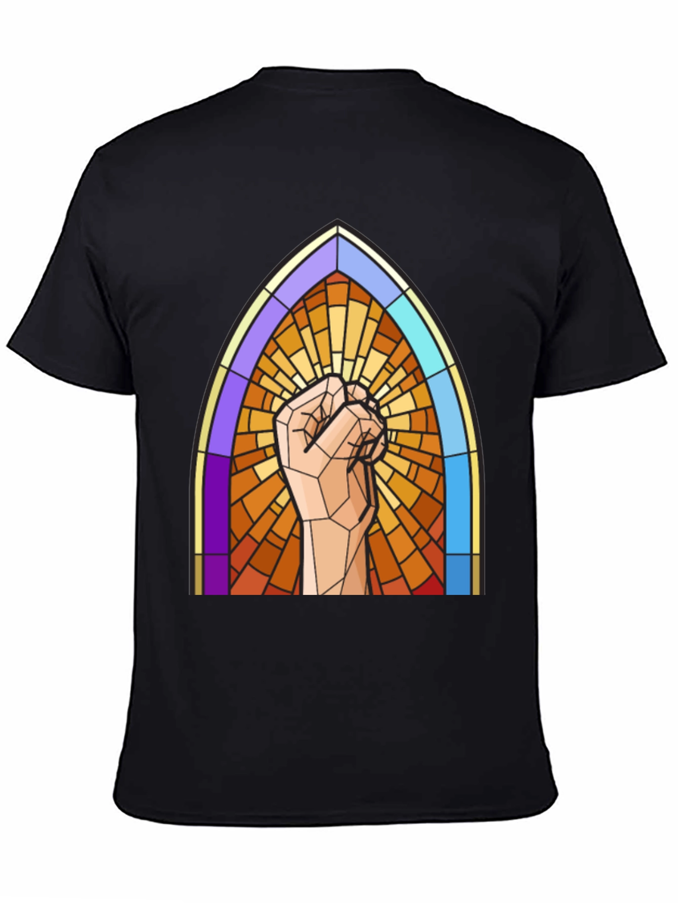 Stained Glass Fist Graphic Tee - Bold Statement Shirt