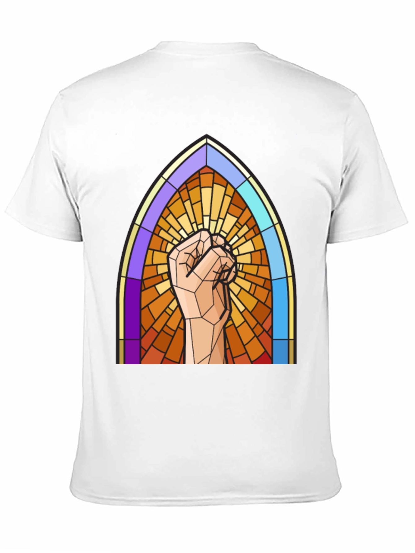Stained Glass Fist Graphic Tee - Bold Statement Shirt