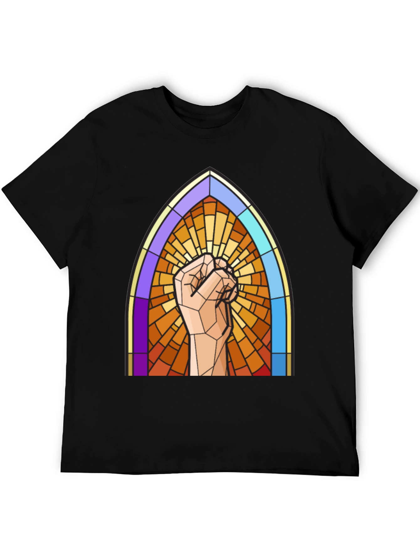 Stained Glass Fist Graphic Tee - Bold Statement Shirt