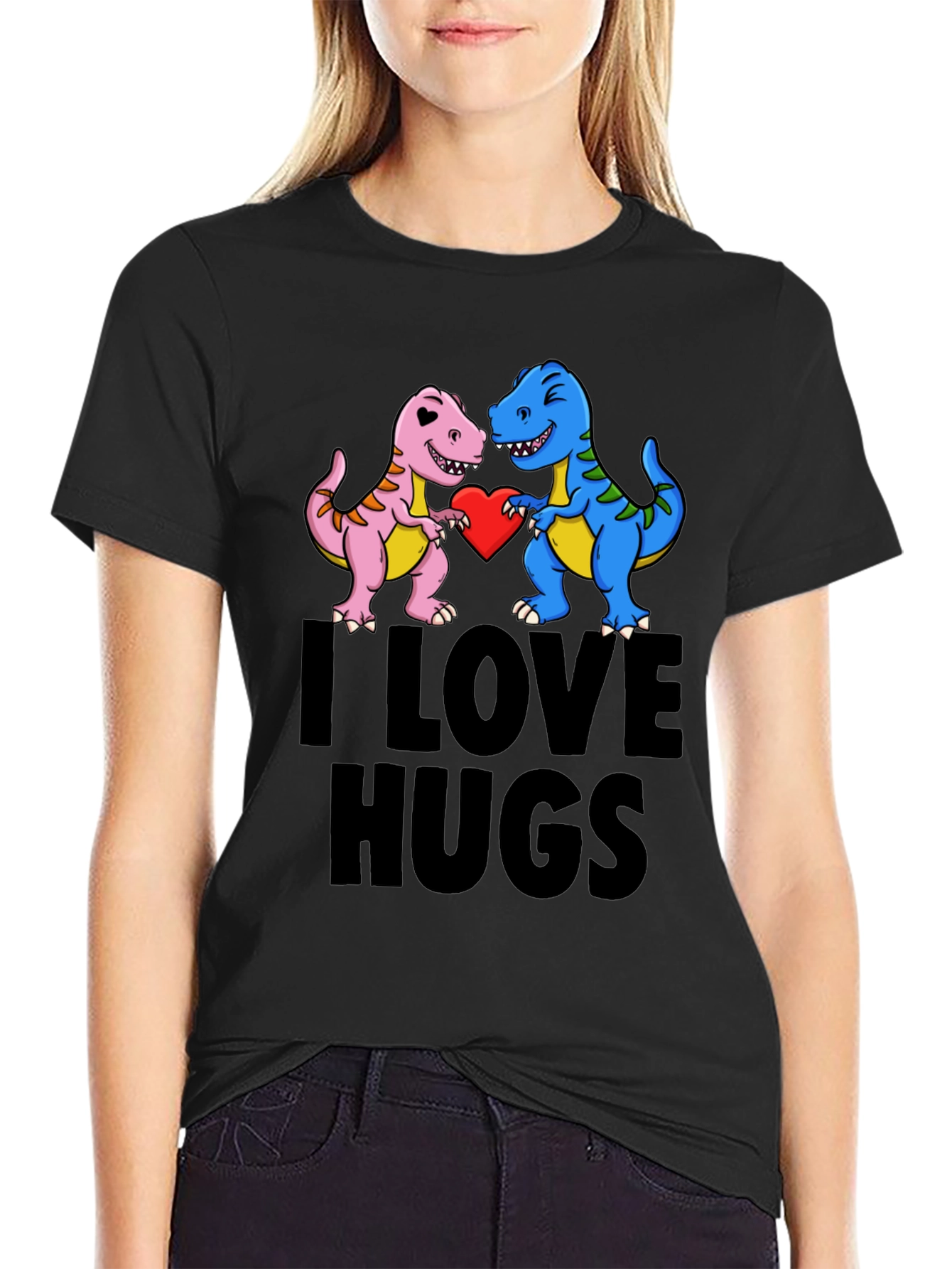 I Love Hugs T-Shirt - Dinosaur Graphic Tee