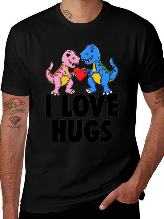 I Love Hugs T-Shirt - Dinosaur Graphic Tee