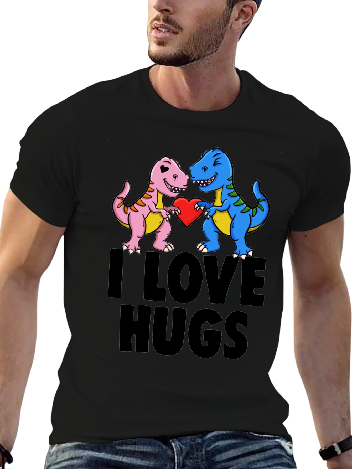 I Love Hugs T-Shirt - Dinosaur Graphic Tee