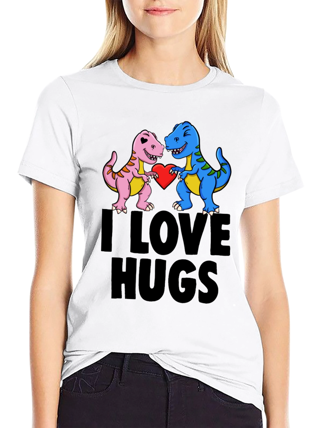 I Love Hugs T-Shirt - Dinosaur Graphic Tee