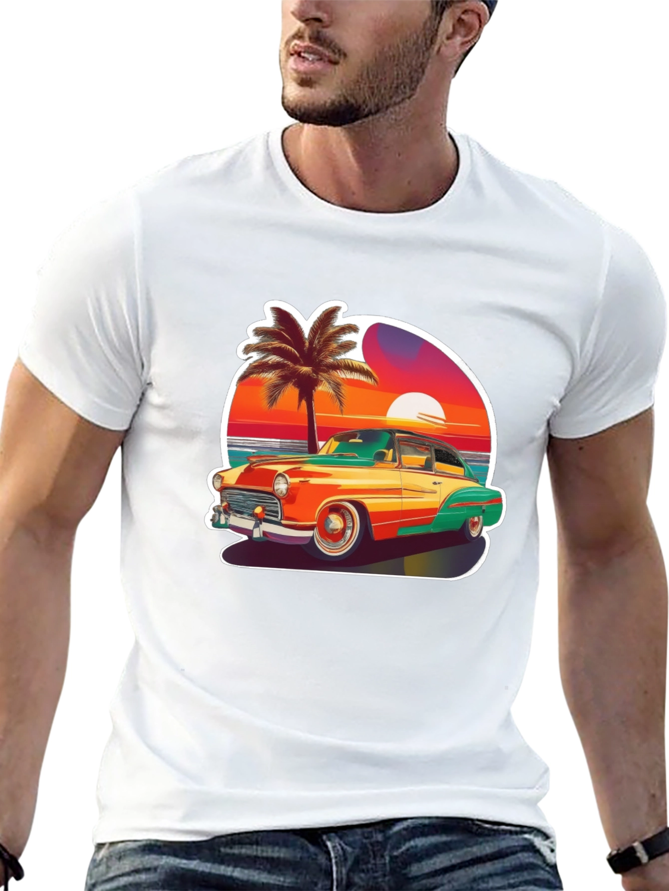 Retro Car Sunset T-Shirt