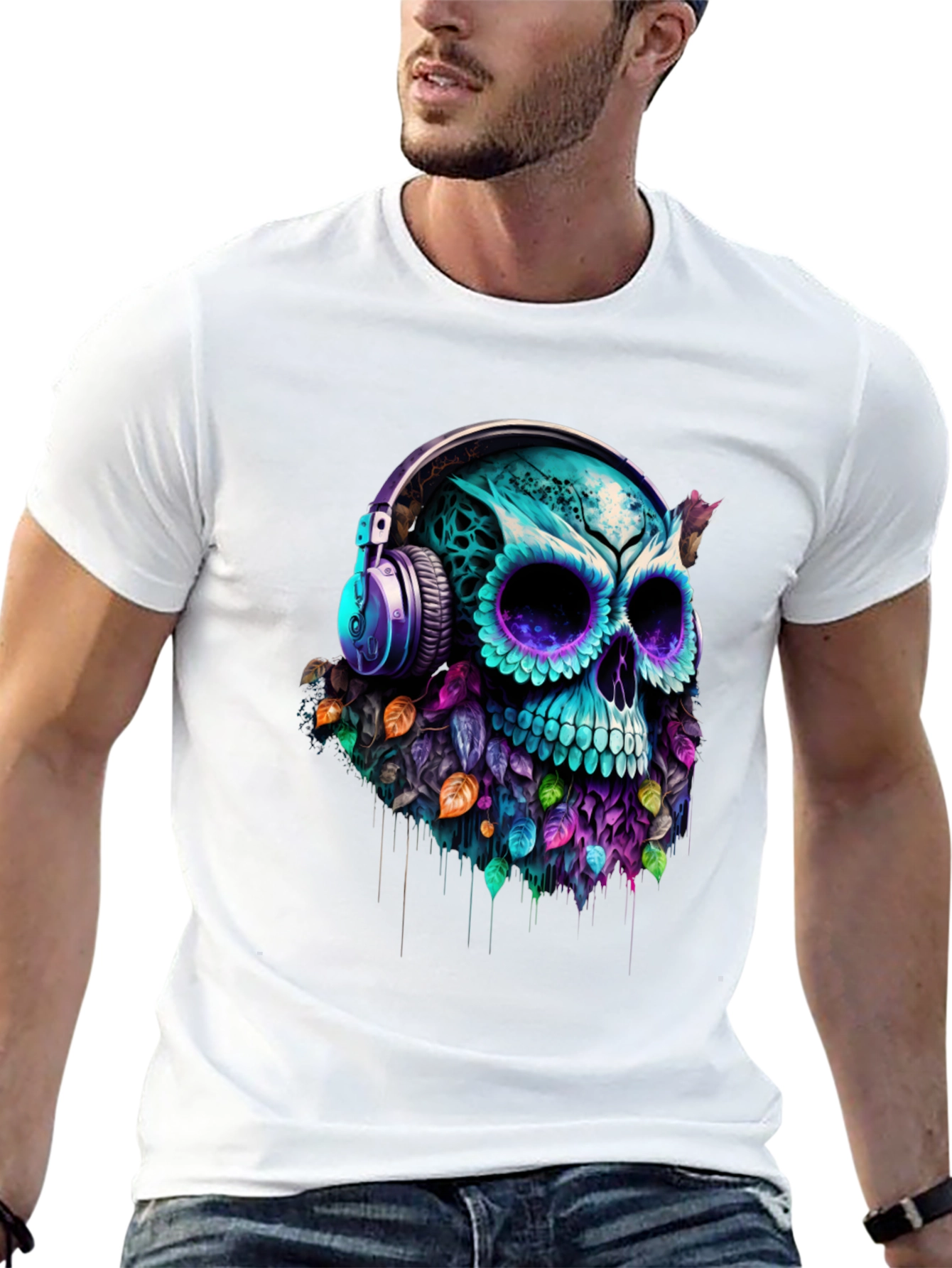 Skull with Headphones Graphic Tee