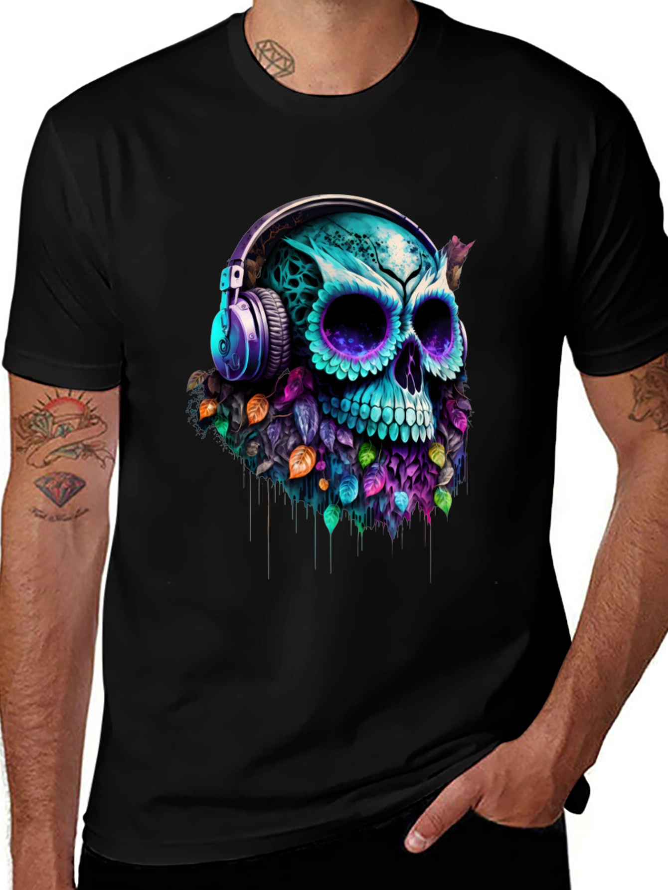 Skull with Headphones Graphic Tee