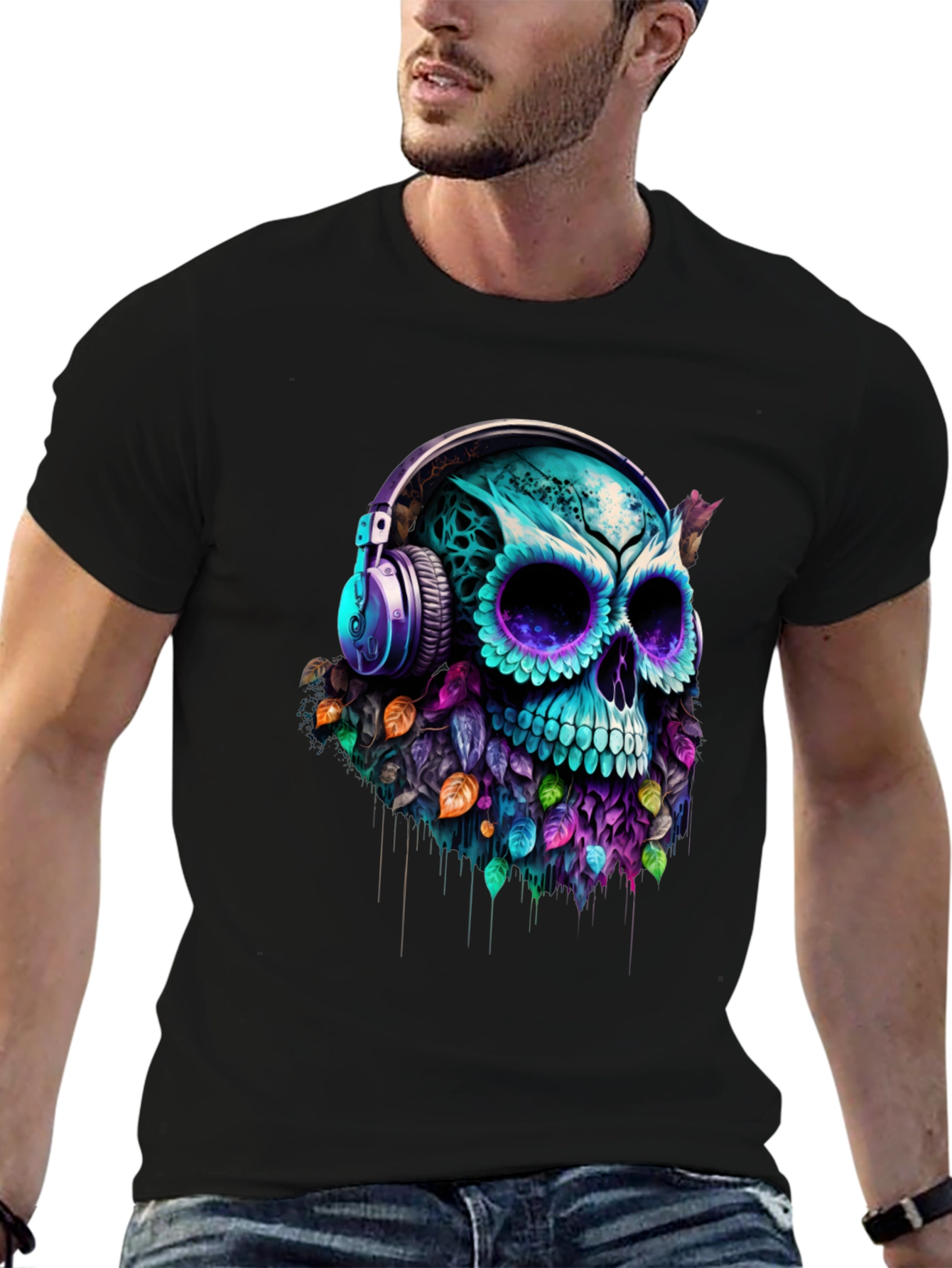 Skull with Headphones Graphic Tee