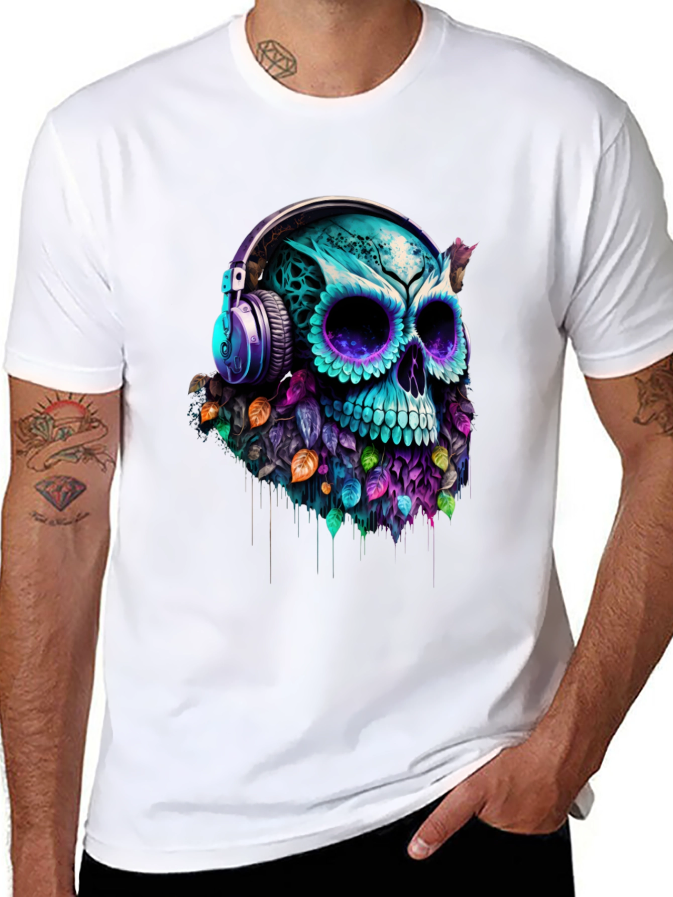 Skull with Headphones Graphic Tee