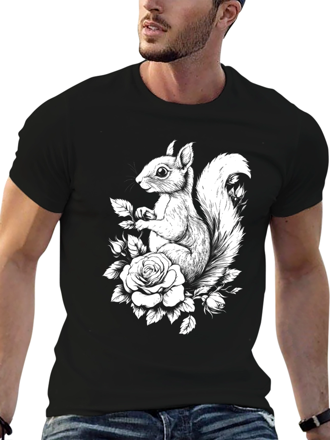 Squirrel and Rose Graphic Tee