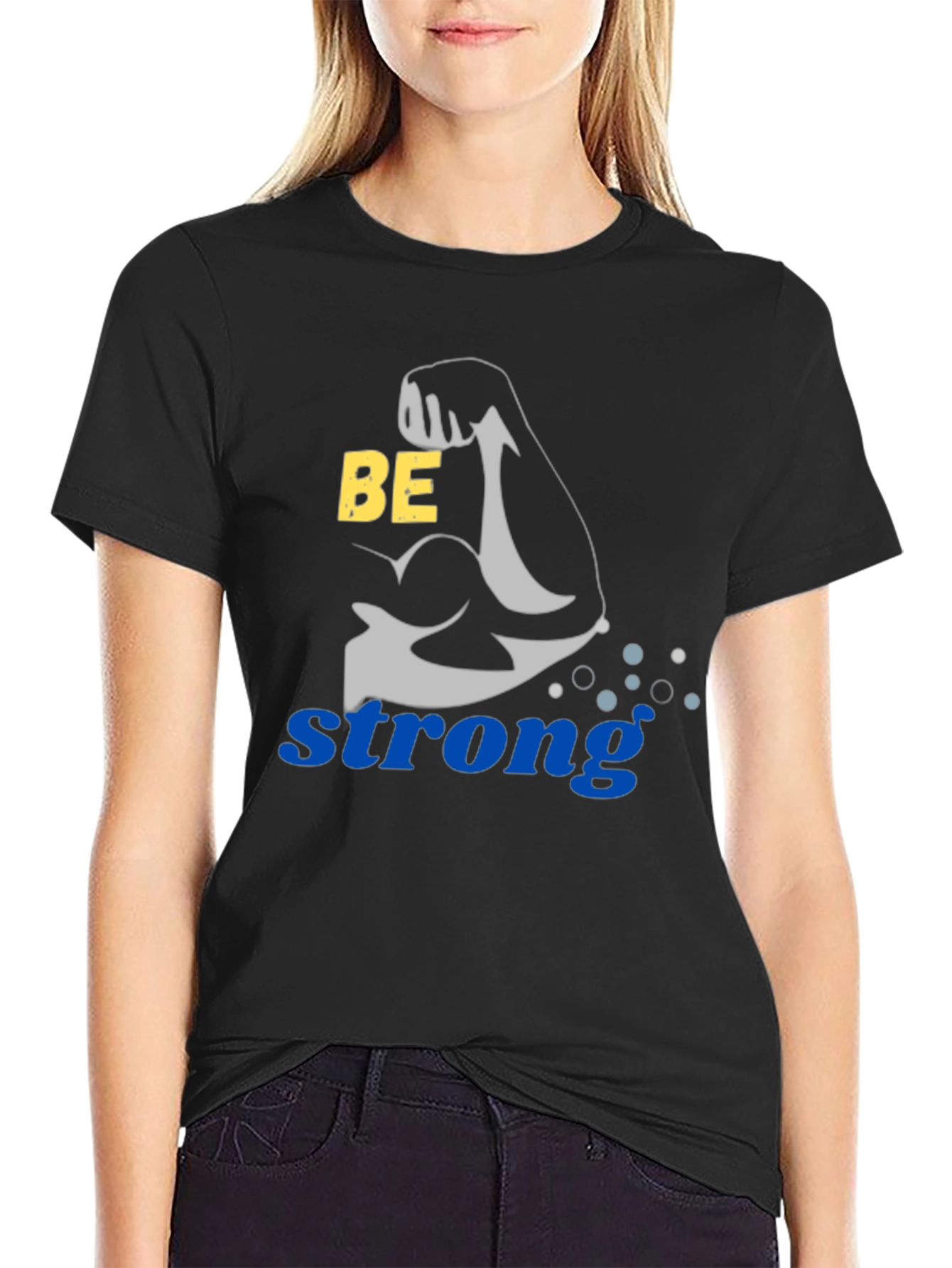 Be Strong Black Graphic Tee