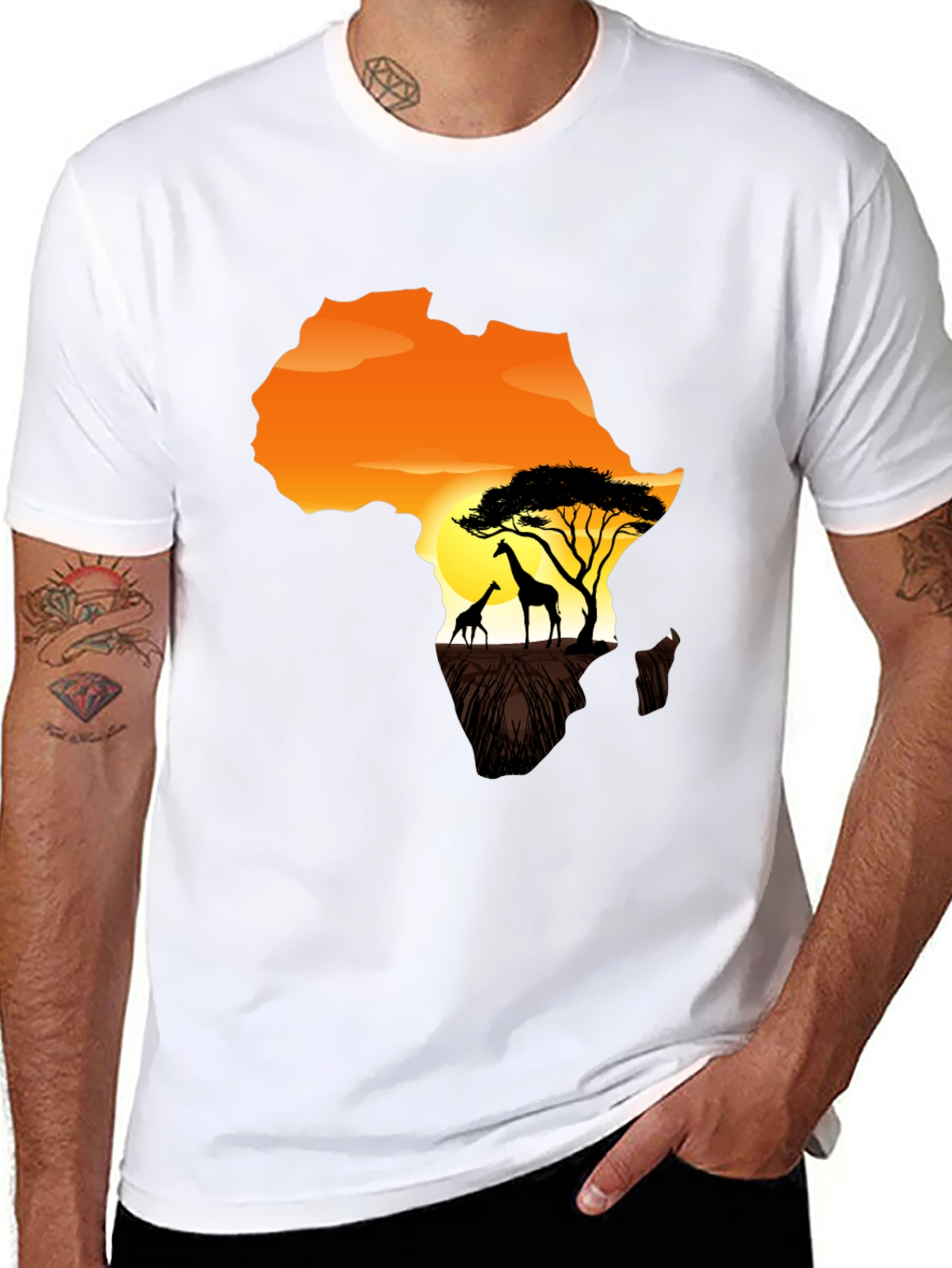 Africa Giraffe Sunset Graphic T-Shirt