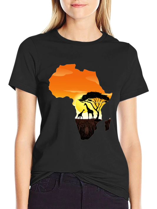 Africa Giraffe Sunset Graphic T-Shirt