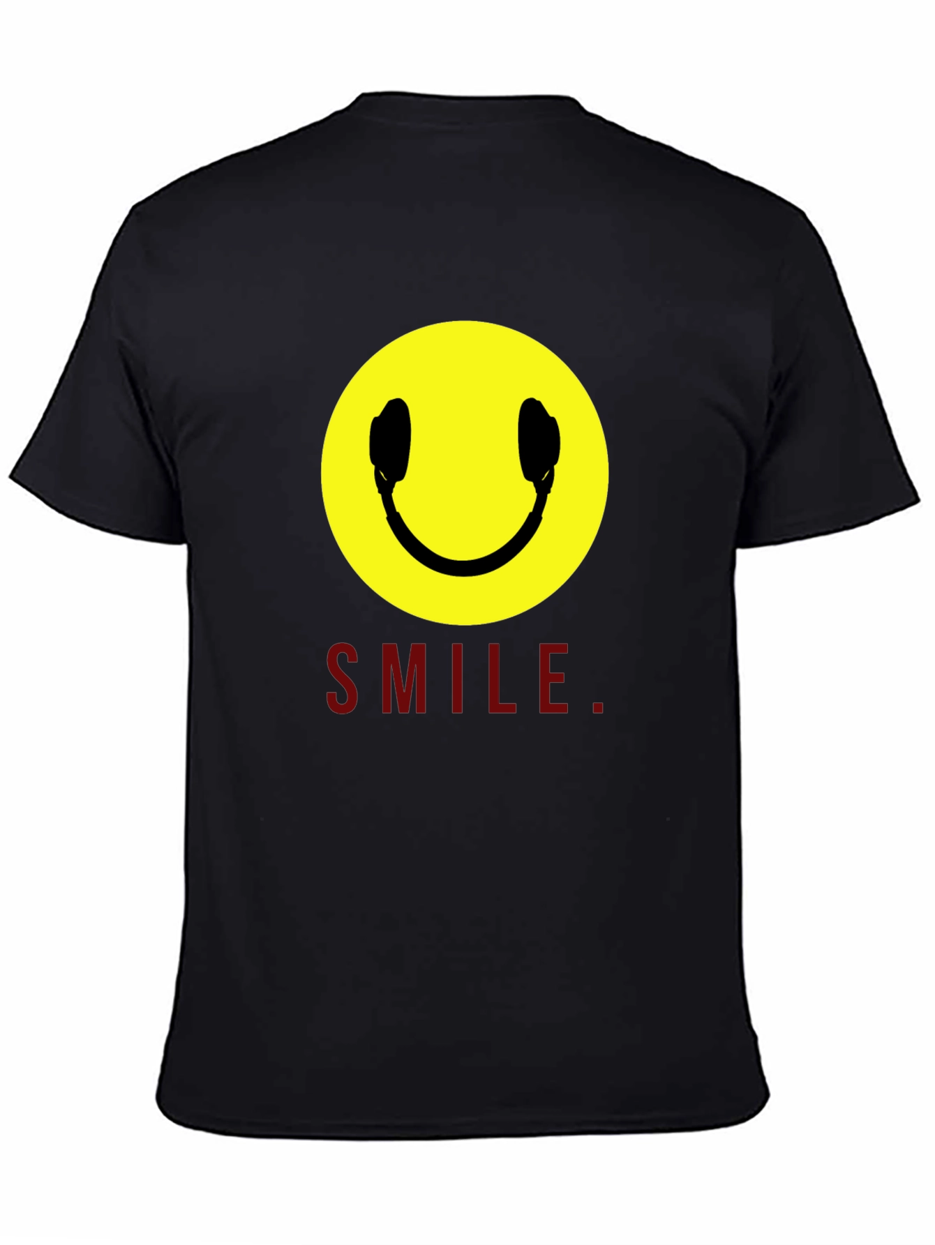 Smiley Face Headphones Graphic T-Shirt