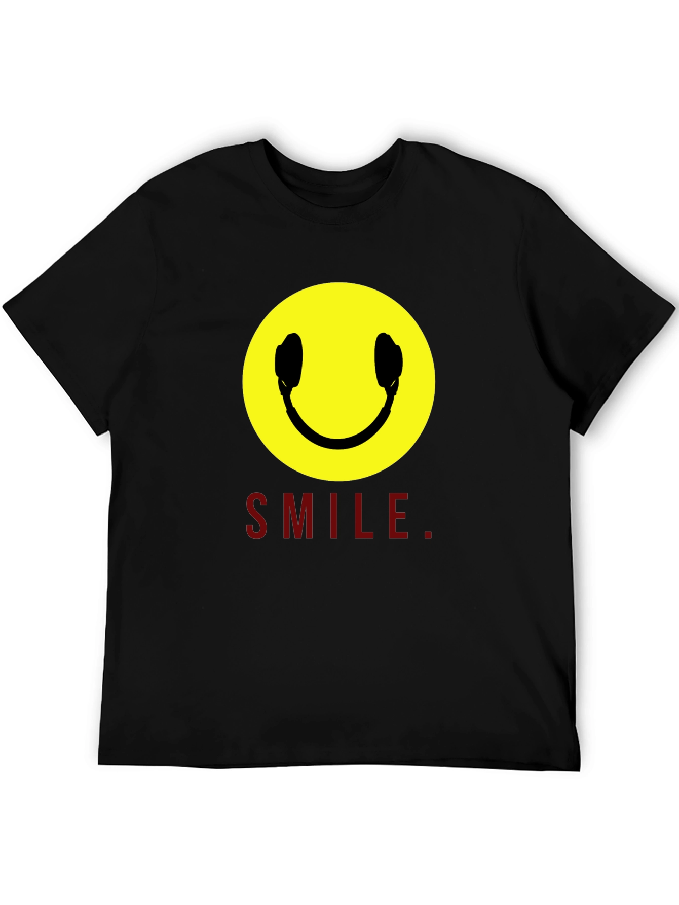 Smiley Face Headphones Graphic T-Shirt