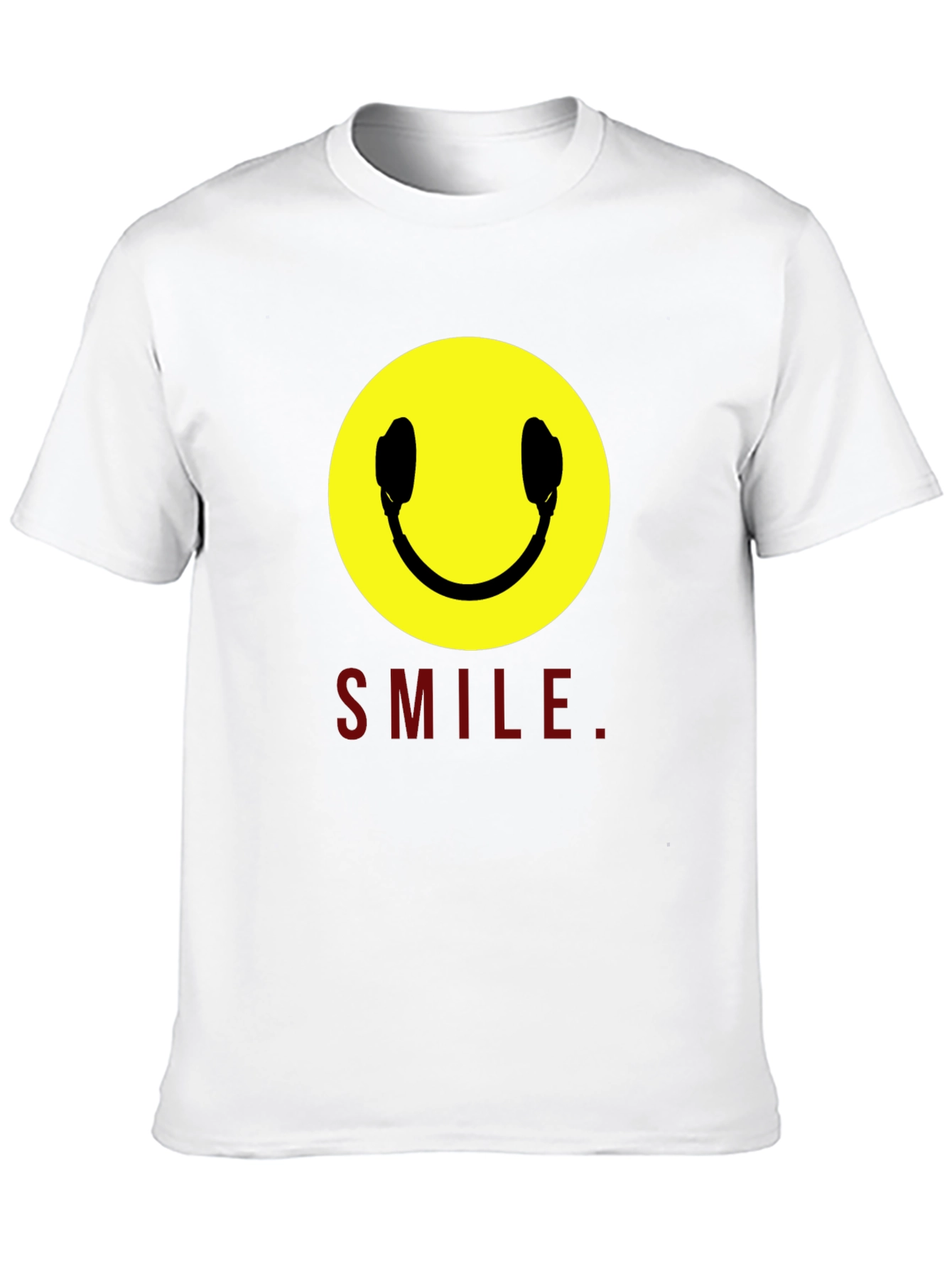 Smiley Face Headphones Graphic T-Shirt