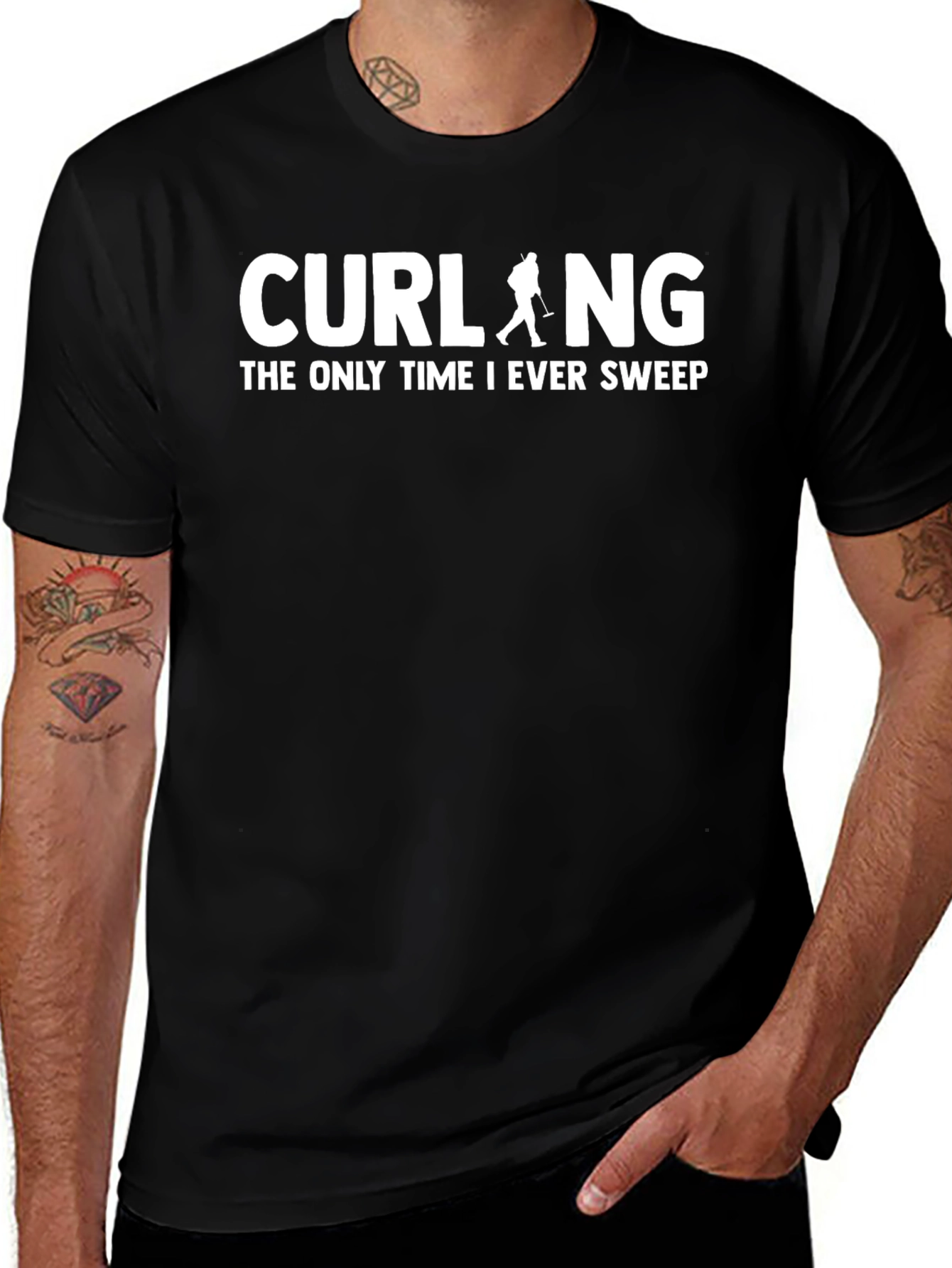 Curling Sweep Graphic Tee - Black T-Shirt