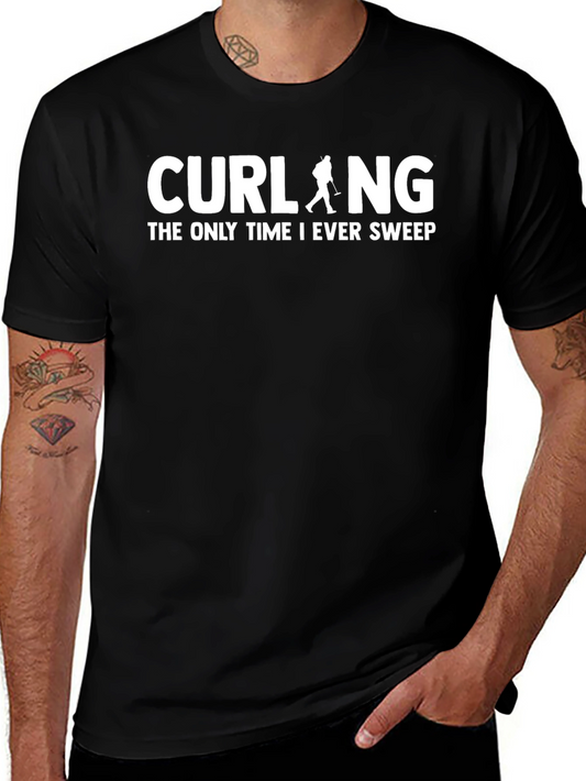 Curling Sweep Graphic Tee - Black T-Shirt