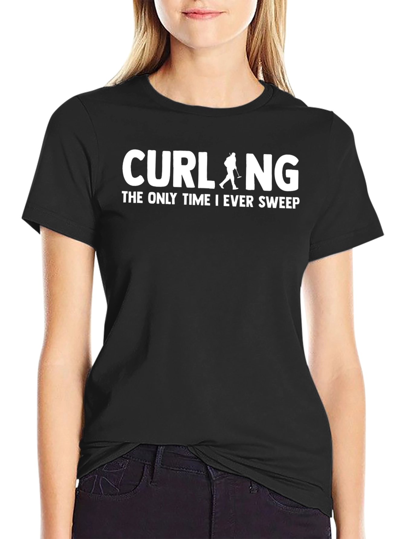 Curling Sweep Graphic Tee - Black T-Shirt
