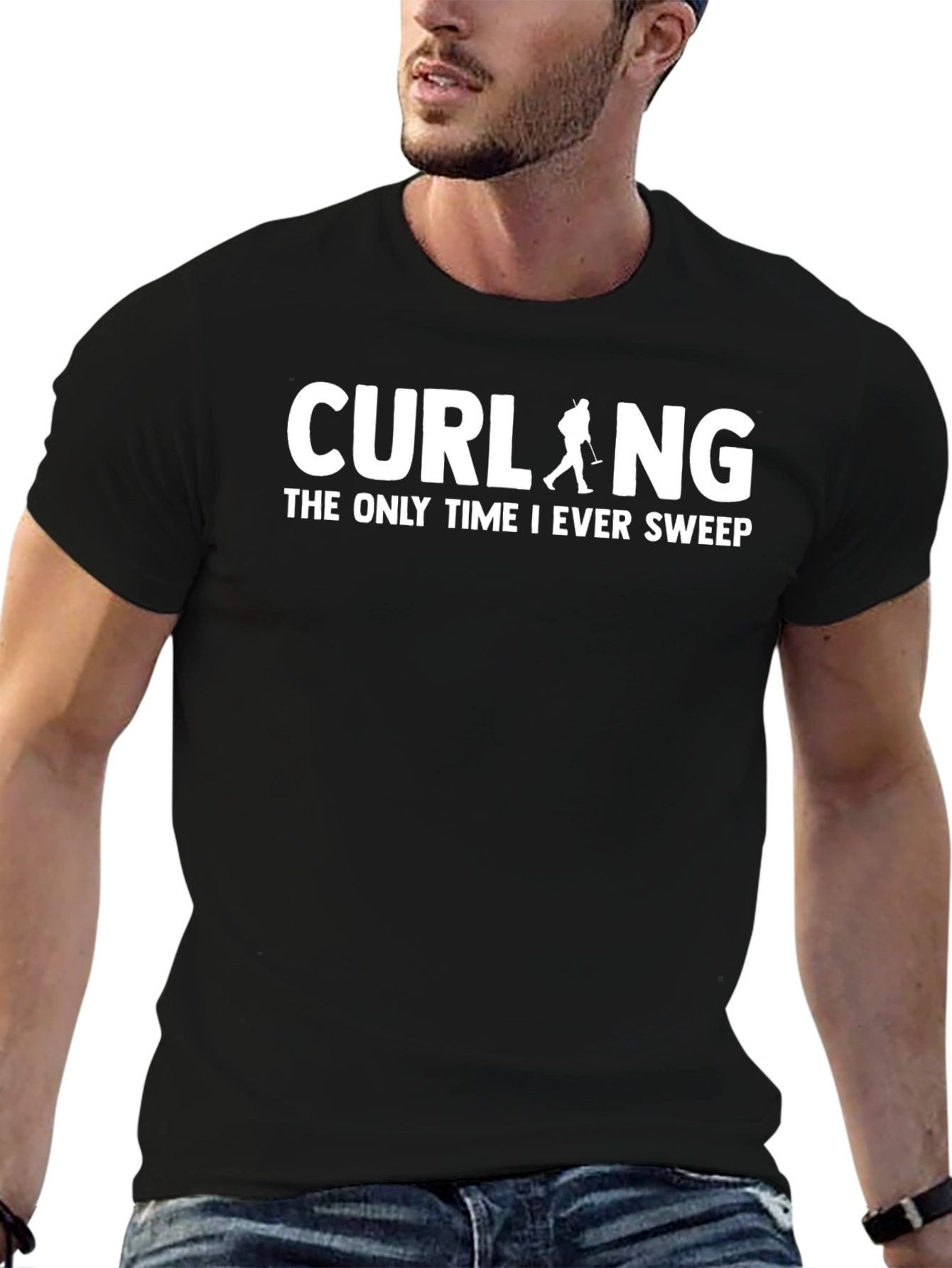 Curling Sweep Graphic Tee - Black T-Shirt