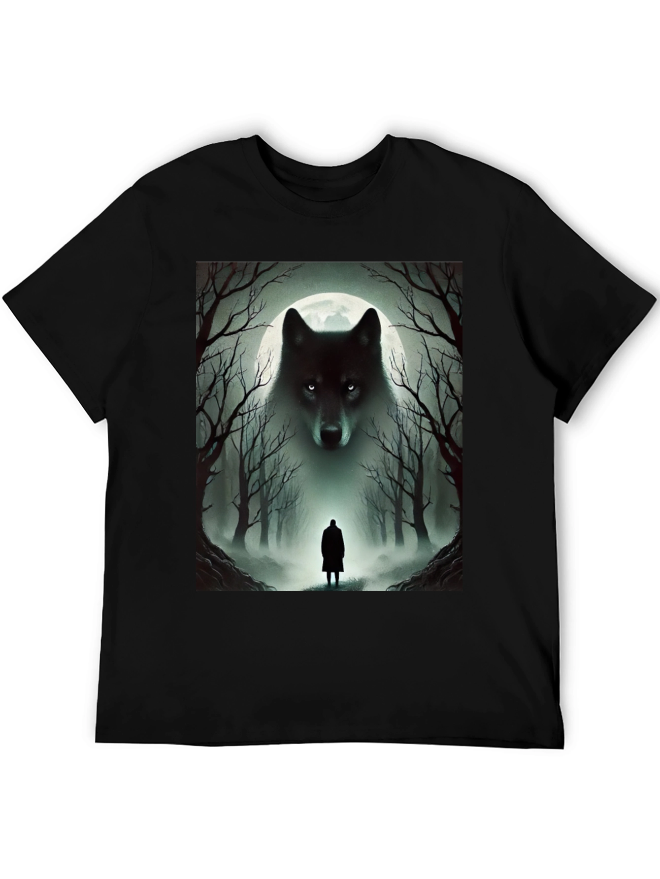 Wolf & Moon T-Shirt: Mystical Forest Design
