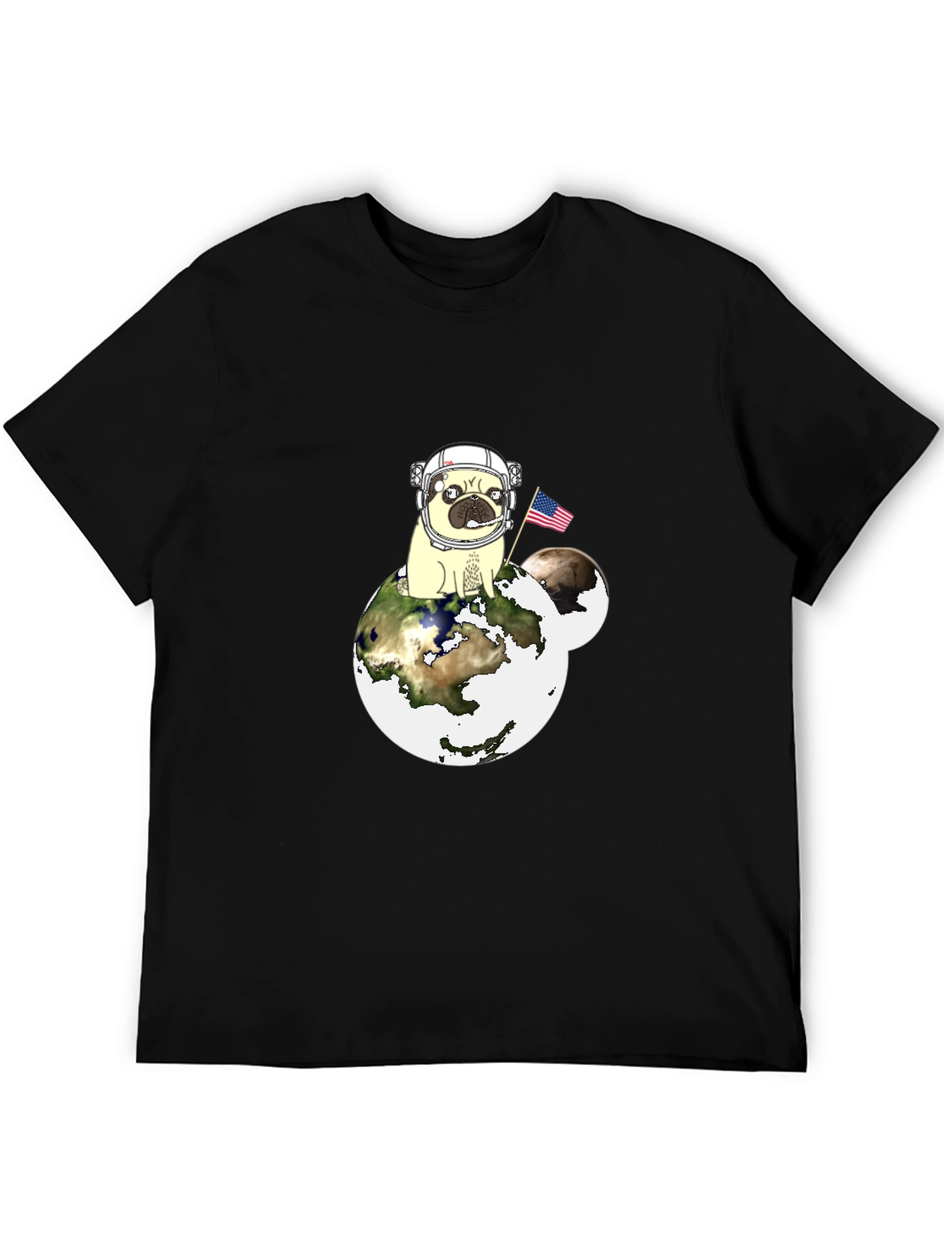 Pug Astronaut Earth Graphic T-Shirt