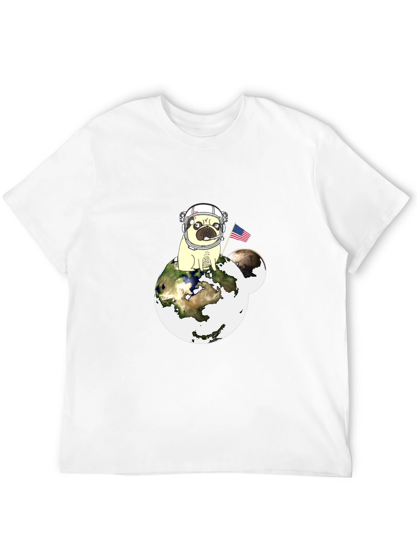 Pug Astronaut Earth Graphic T-Shirt