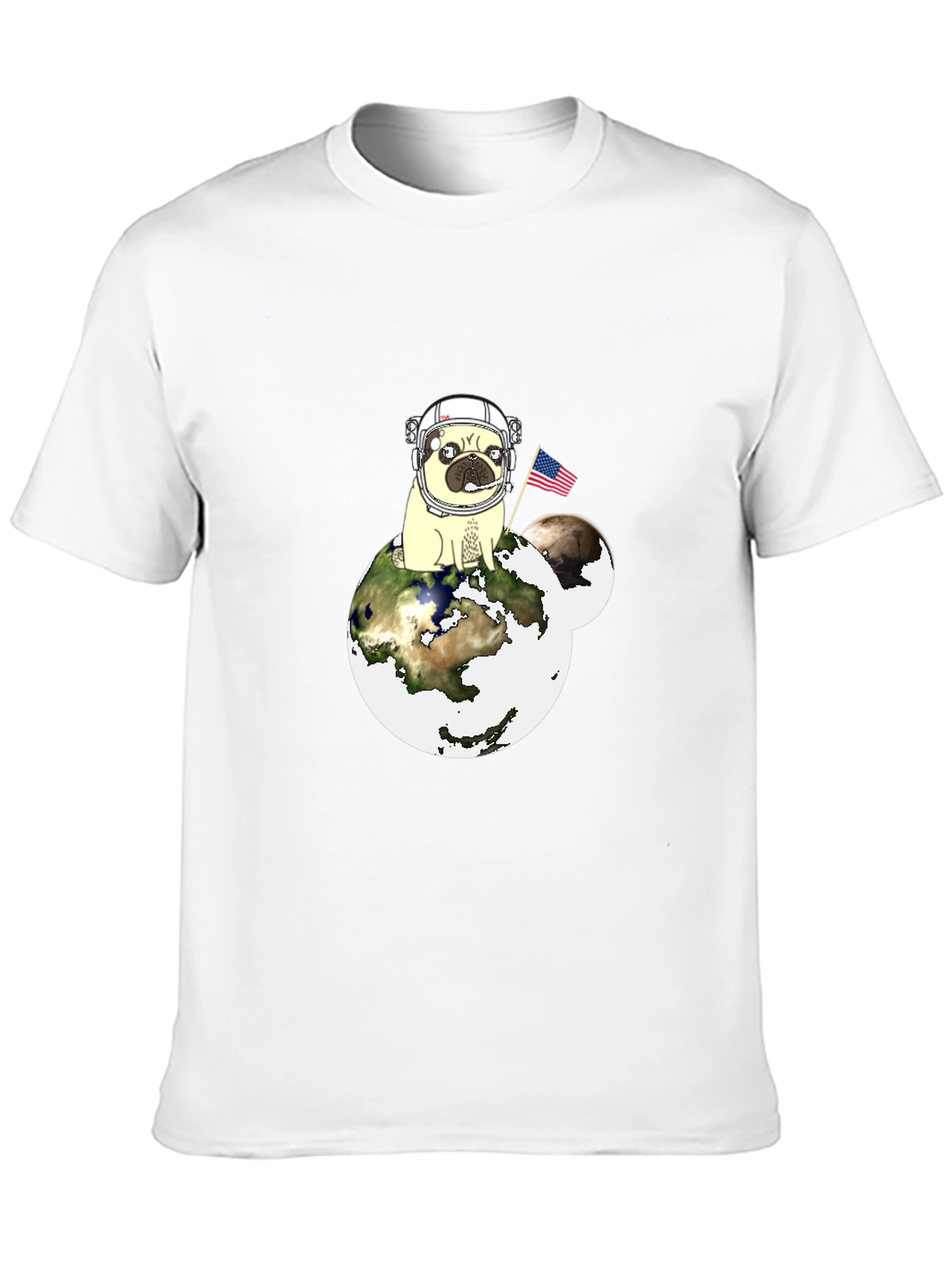 Pug Astronaut Earth Graphic T-Shirt