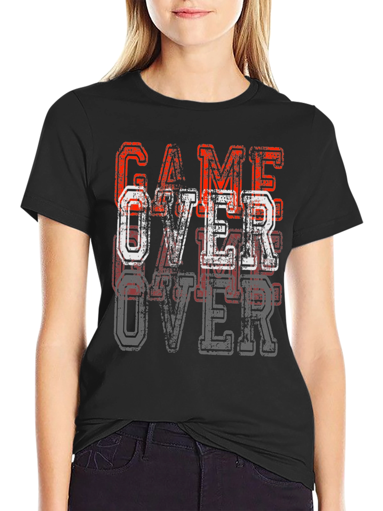Game Over Graphic Tee - Black Cotton T-Shirt